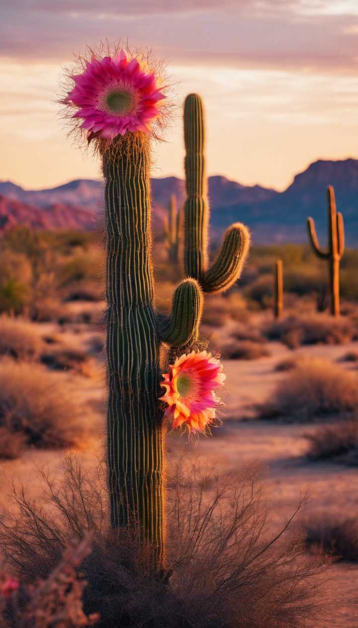 blooming saguaro cactus