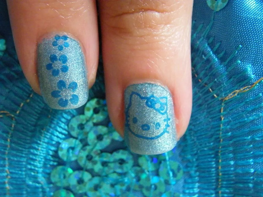Hello Kitty nails. My cute blue hello