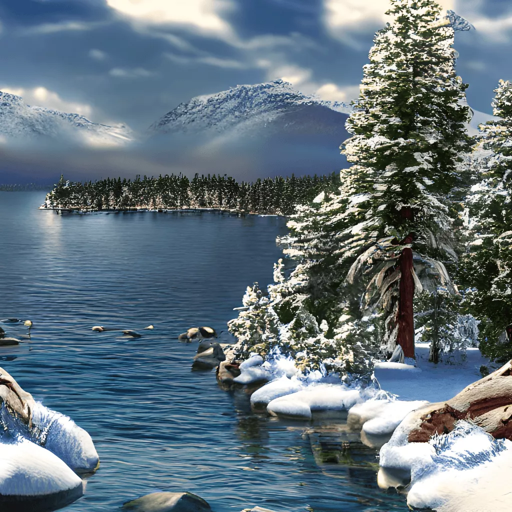 Snowy Mountain Landscape Lake Tahoe
