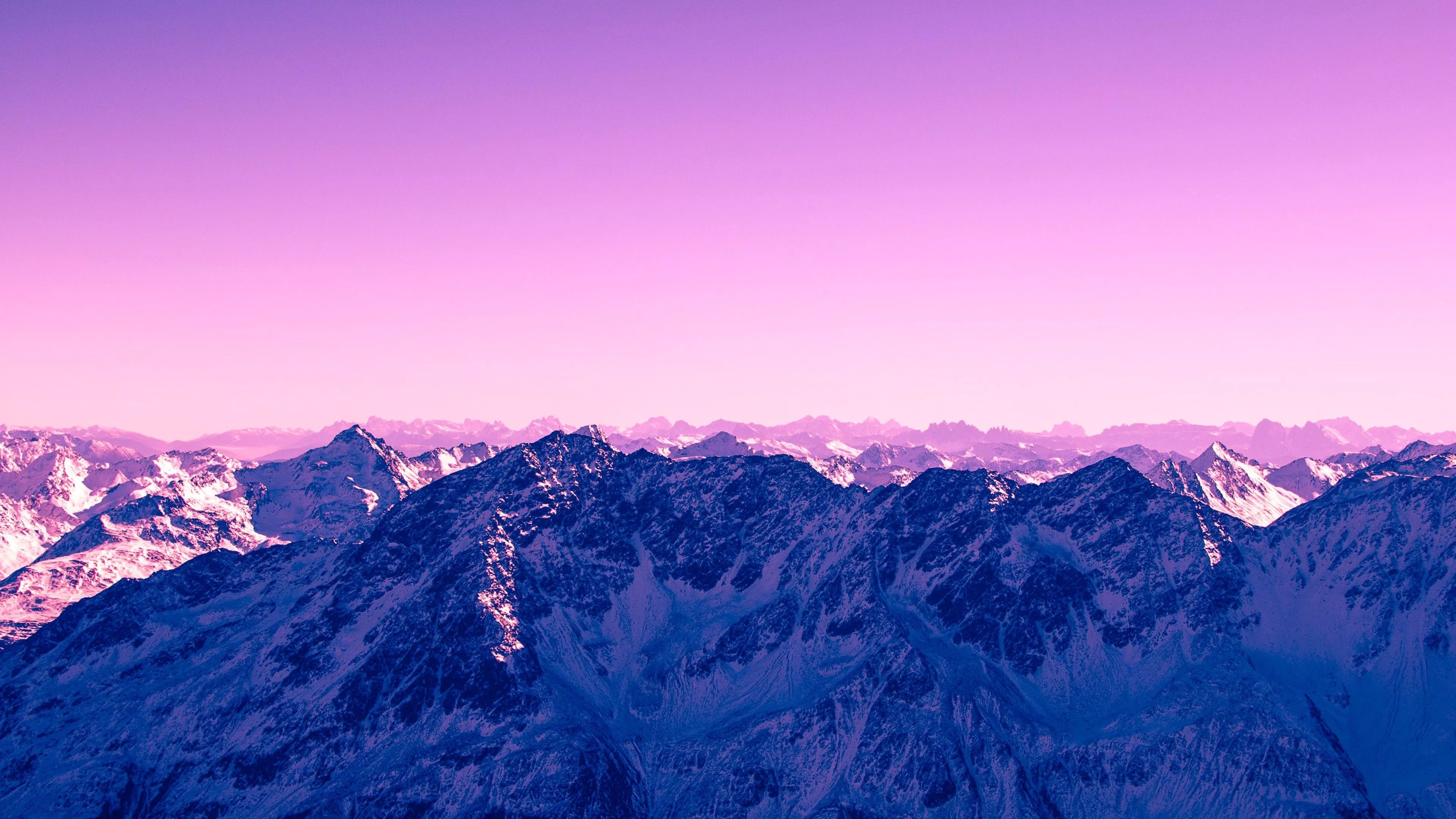 Pink Sky Mountains 4K Wallpaper. HD