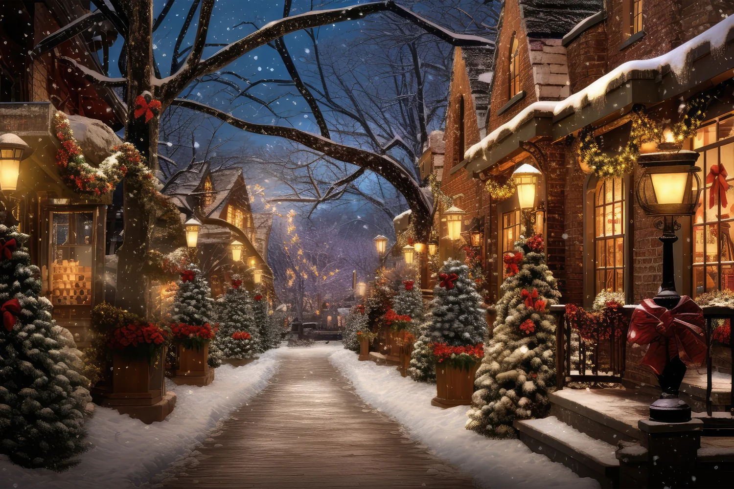 Vintage Christmas Backdrop Eve Lantern