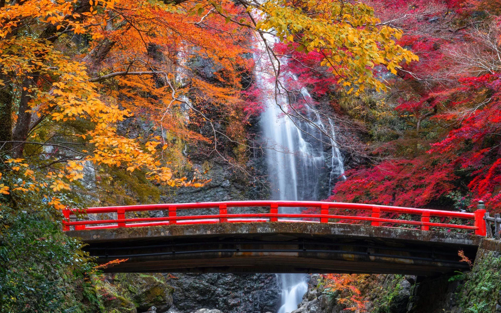 Waterfall Fall Man Made Bridge HD Wallpaper