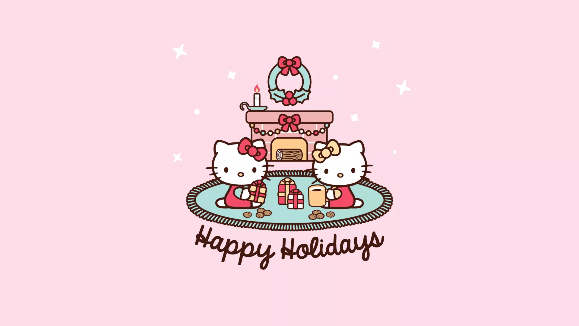 Happy holidays Wallpaper 4K, Hello Kitty background