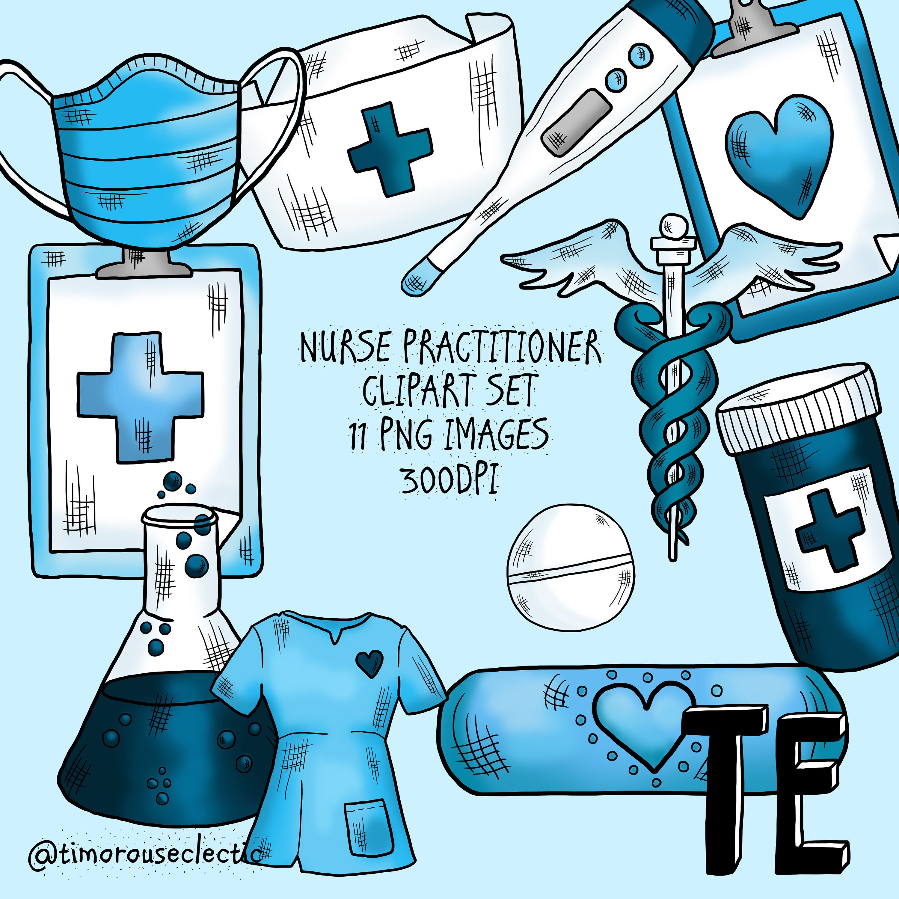 Nurse Practitioner Clipart Set 11 X PNG