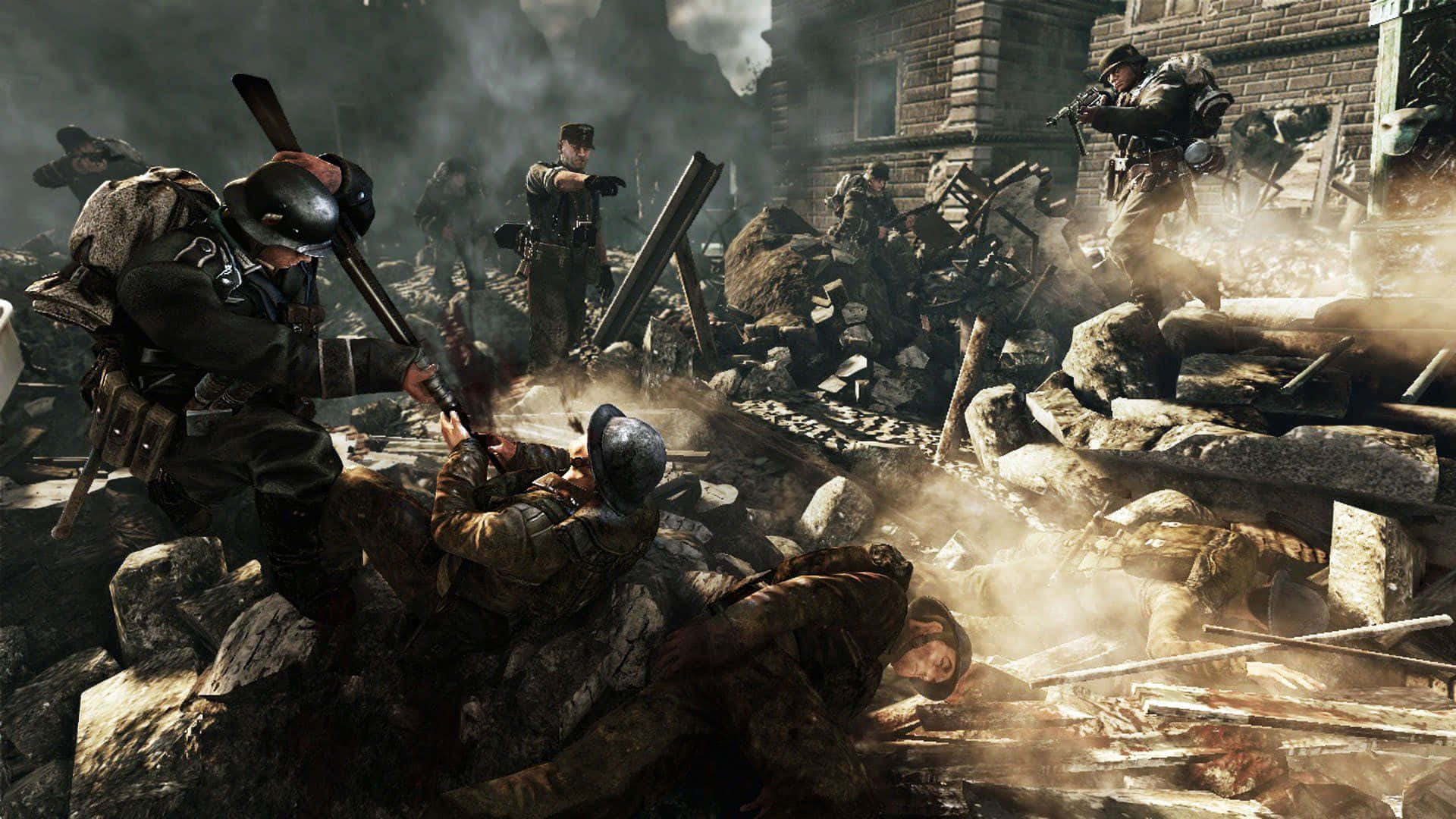 Soldiers Are Fighting In A Ruined Area