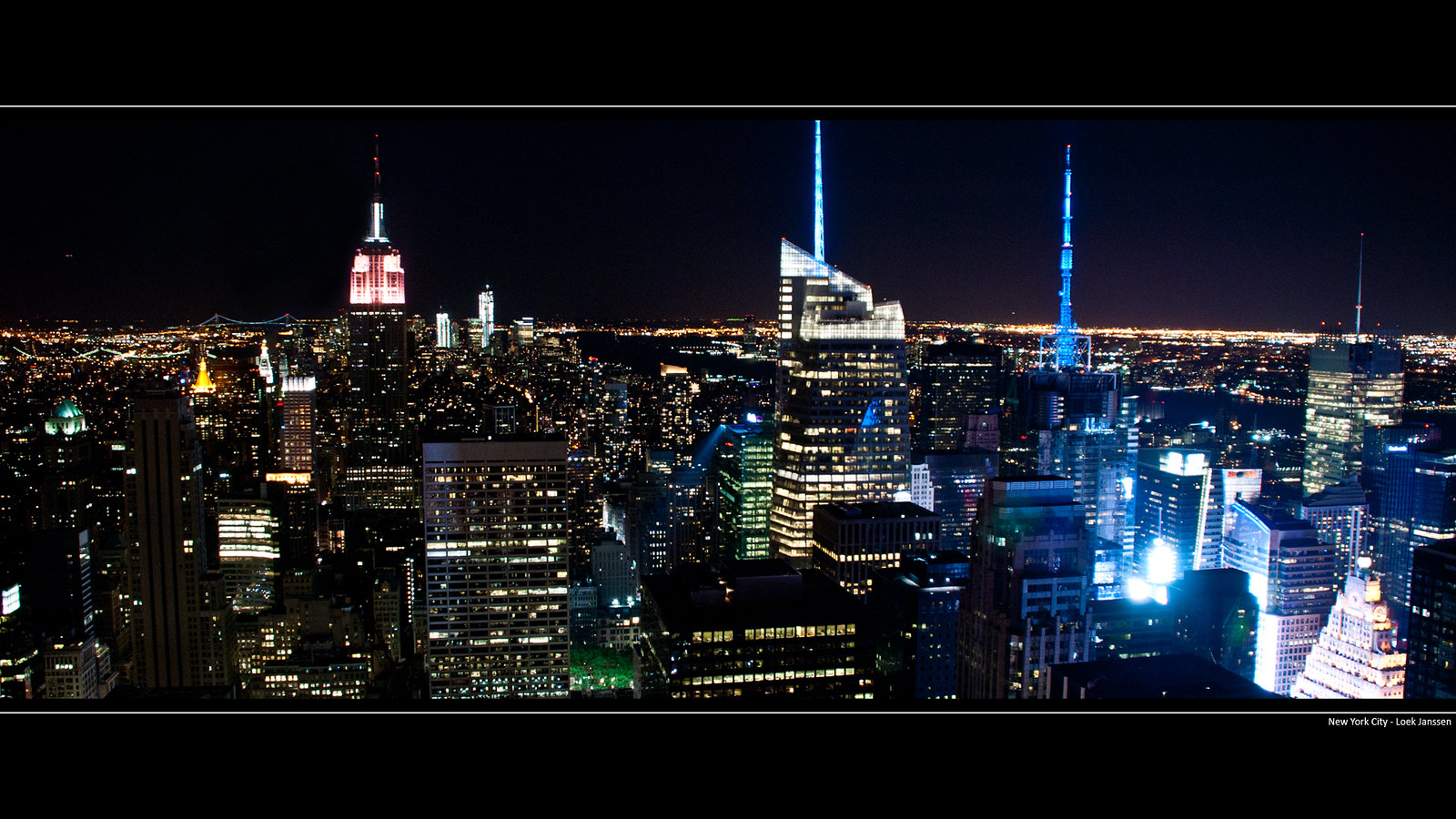 NYC Skyline Manhattan Night Wallpaper / desktop background
