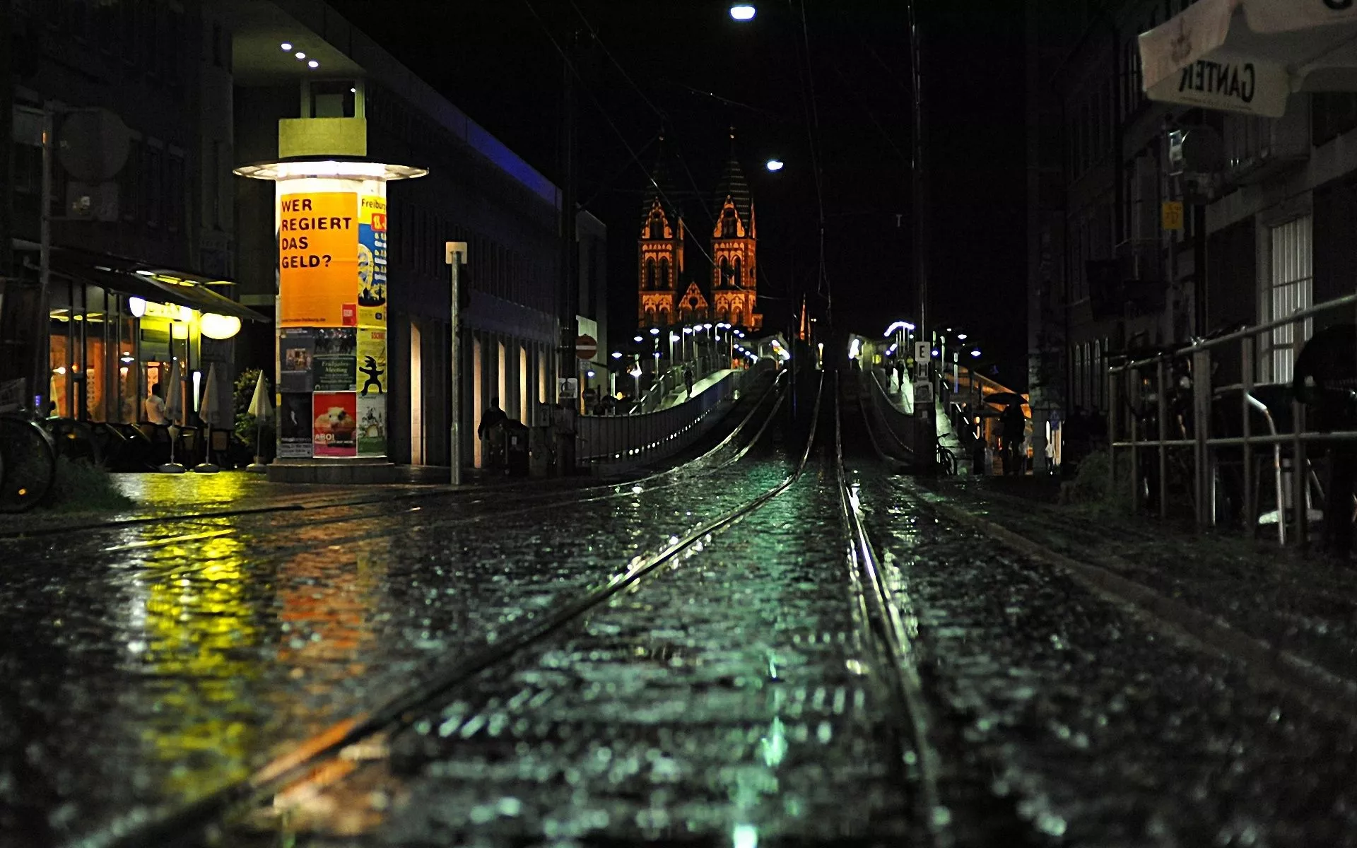 Night Reflections: A Rainy Urban Scene