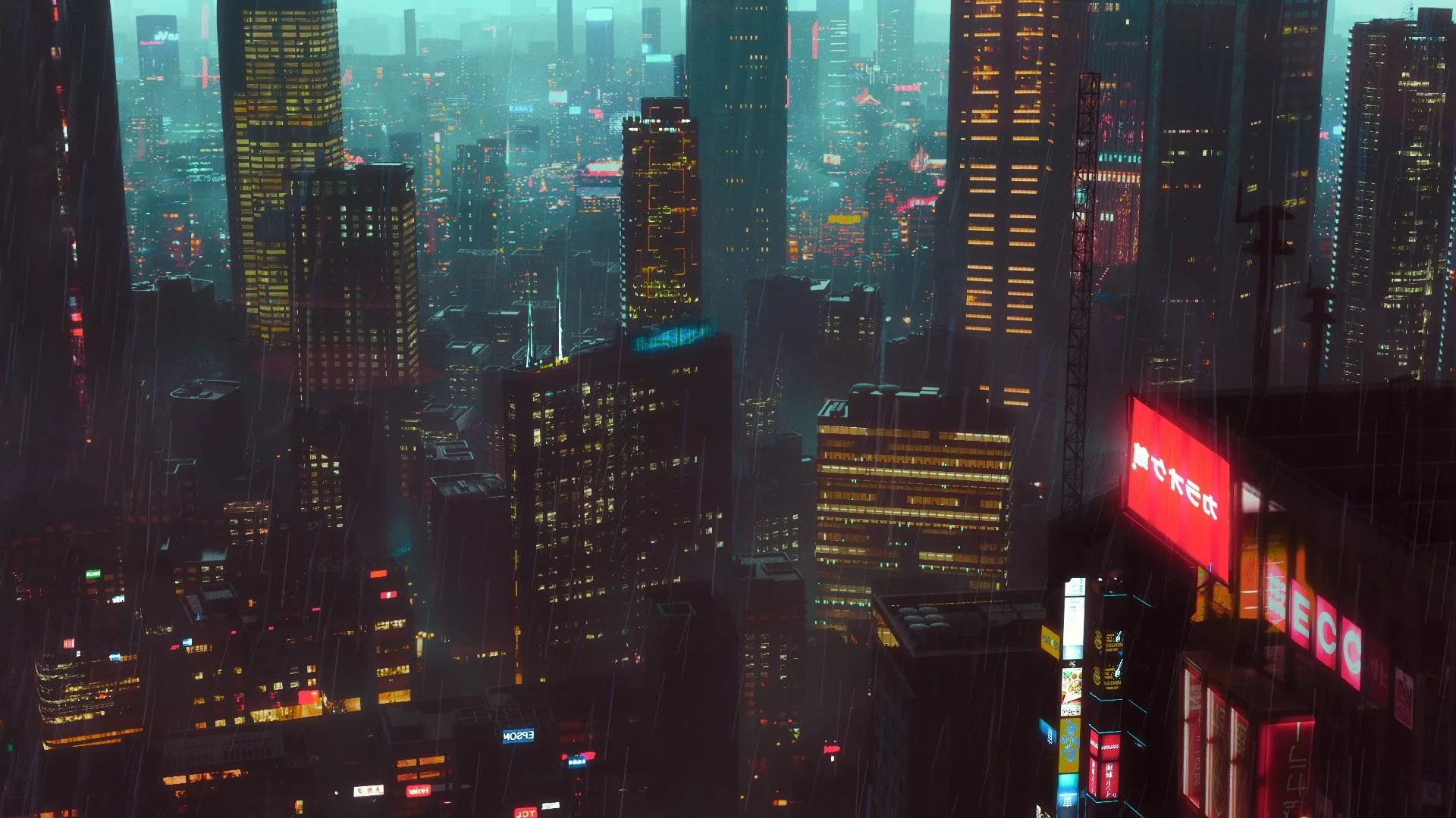 Wallpaper Night, The city, Rain, City