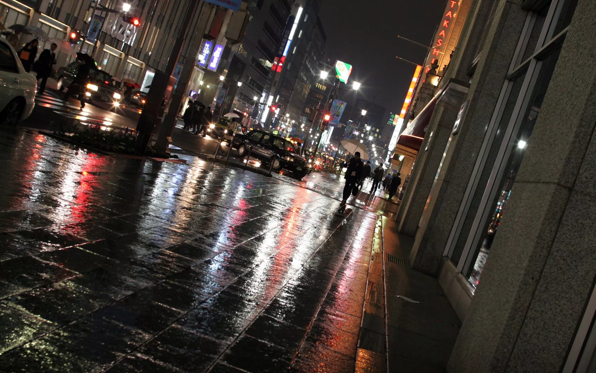 Urban Rain Reflections: HD Wallpaper