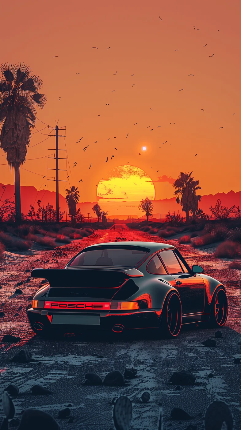 Black Porsche 993 Car Art Mobile Wallpaper