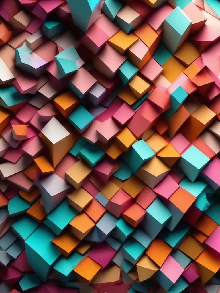 3D Geometric Art Installation Wallpaper