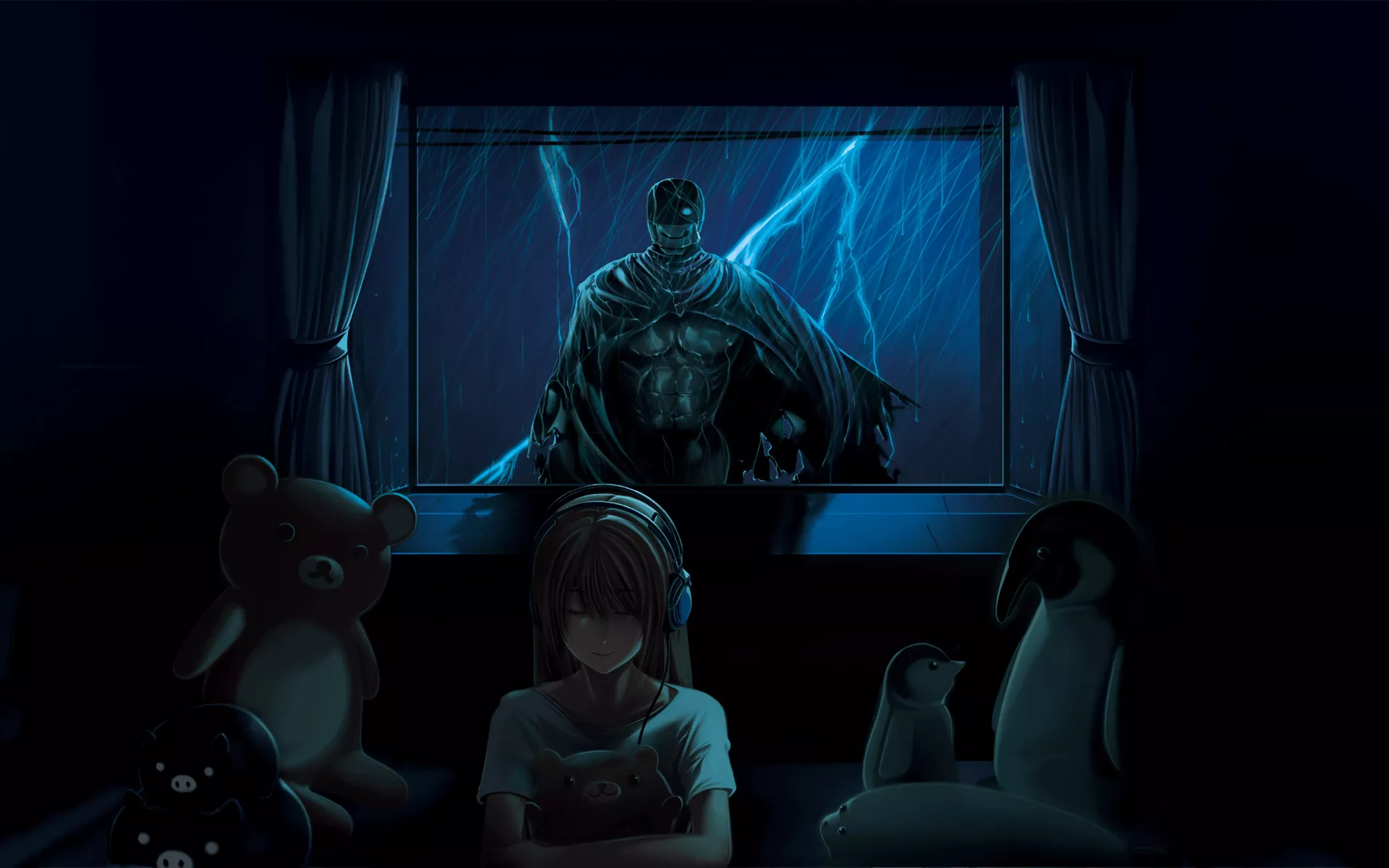 Dark Headphones Room Dark Anime Anime