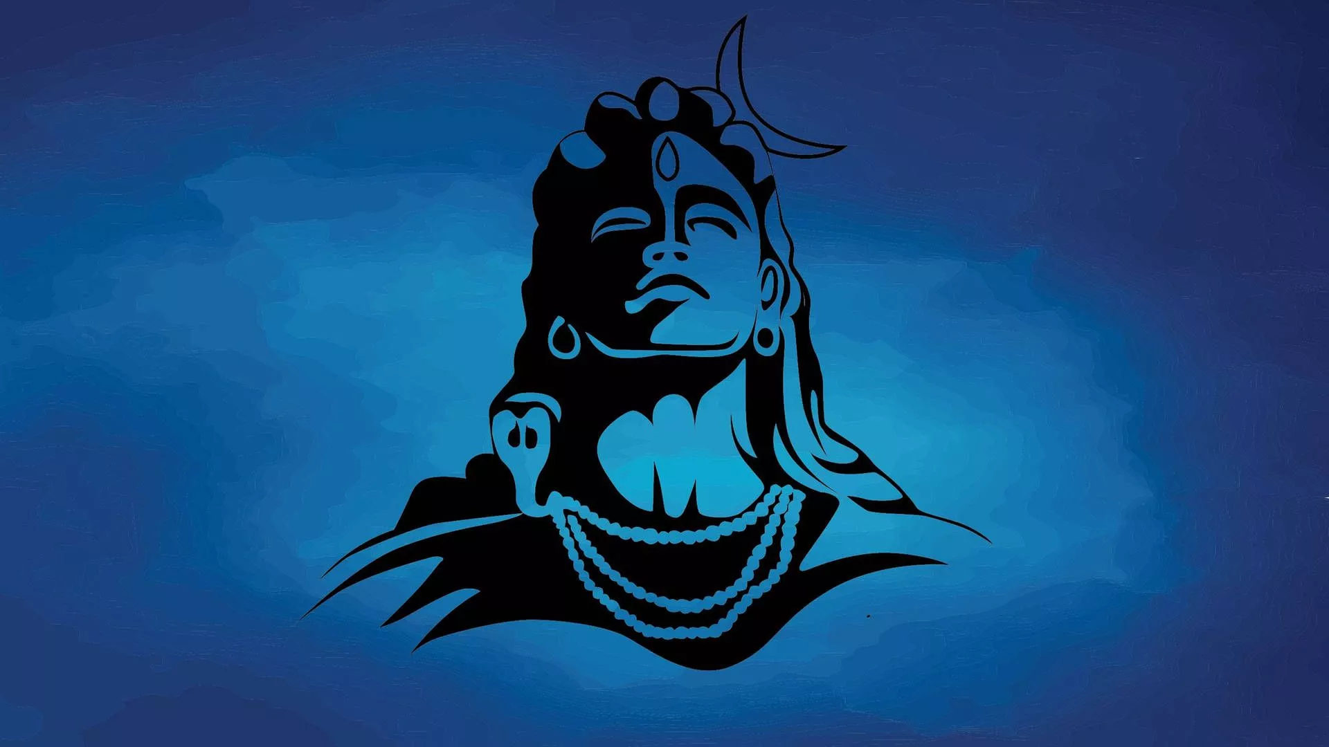 Dark Mahadev Painting On Blue HD