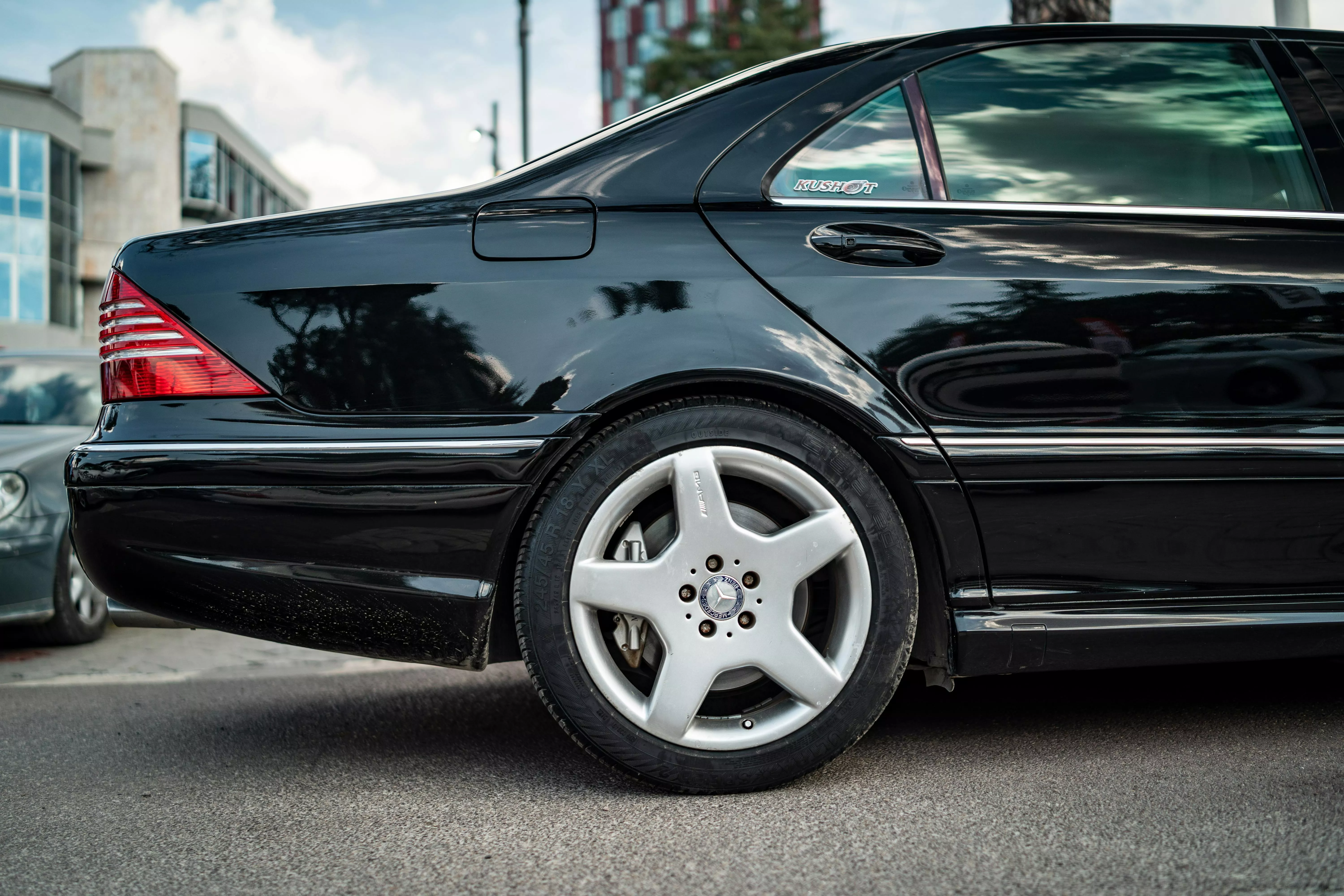 Black Mercedes Benz W220 On A Parking