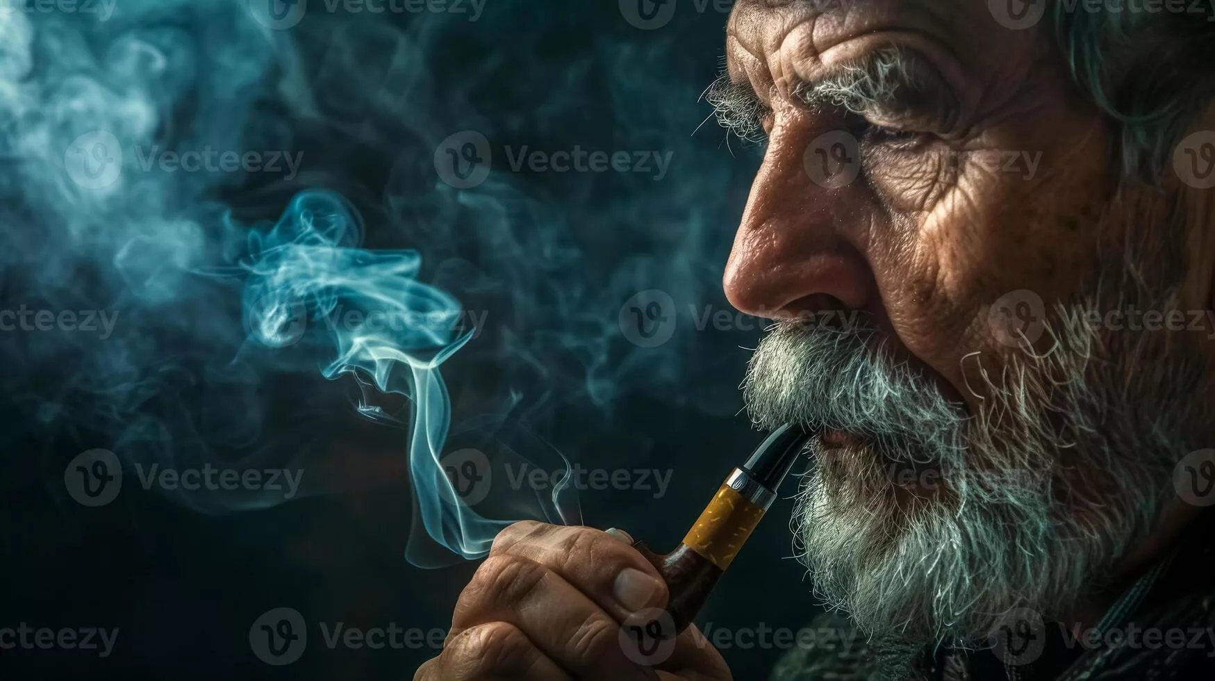 Man Smoking Pipe Image