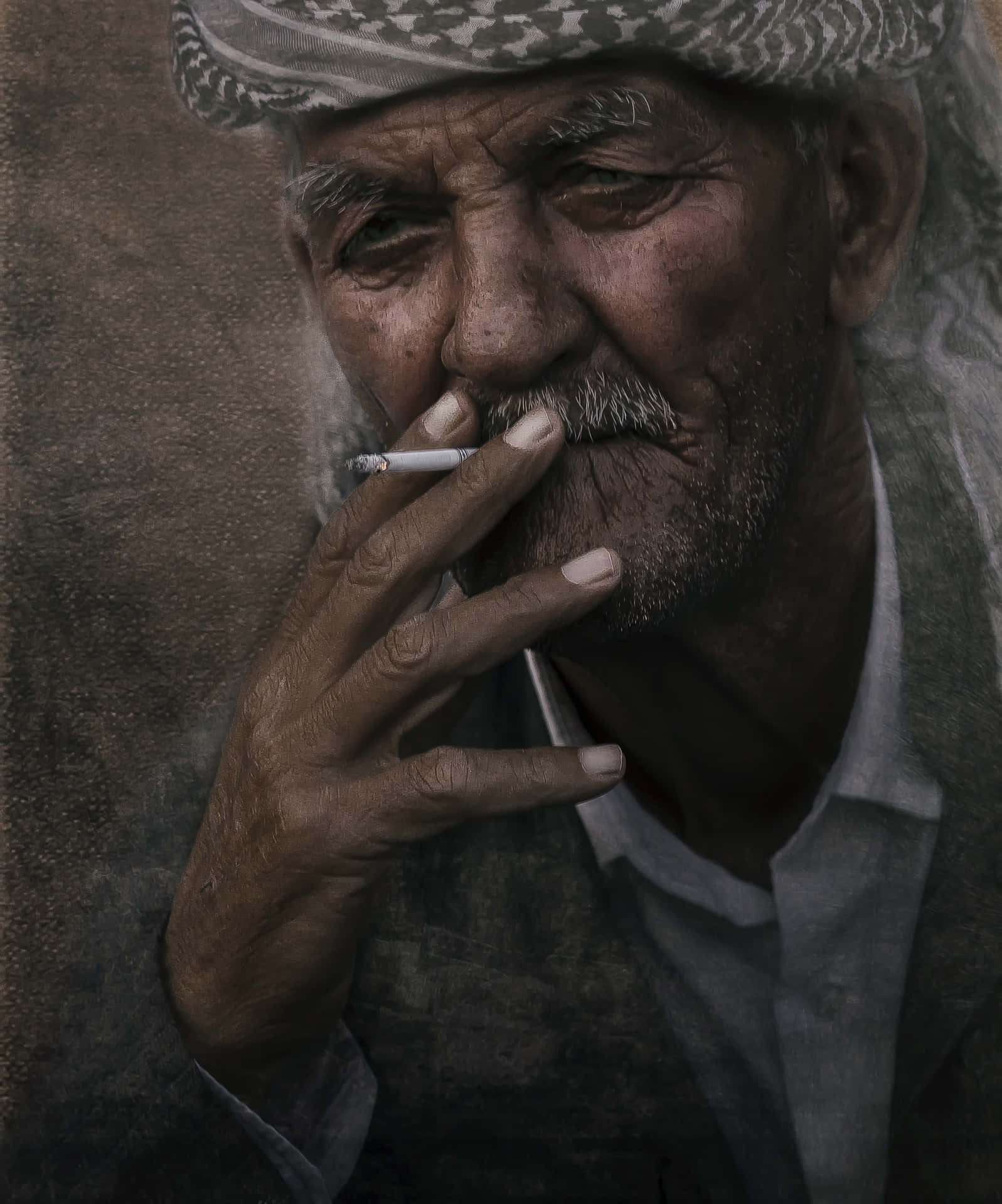 Download Old Arab Man Smoking Cigarette