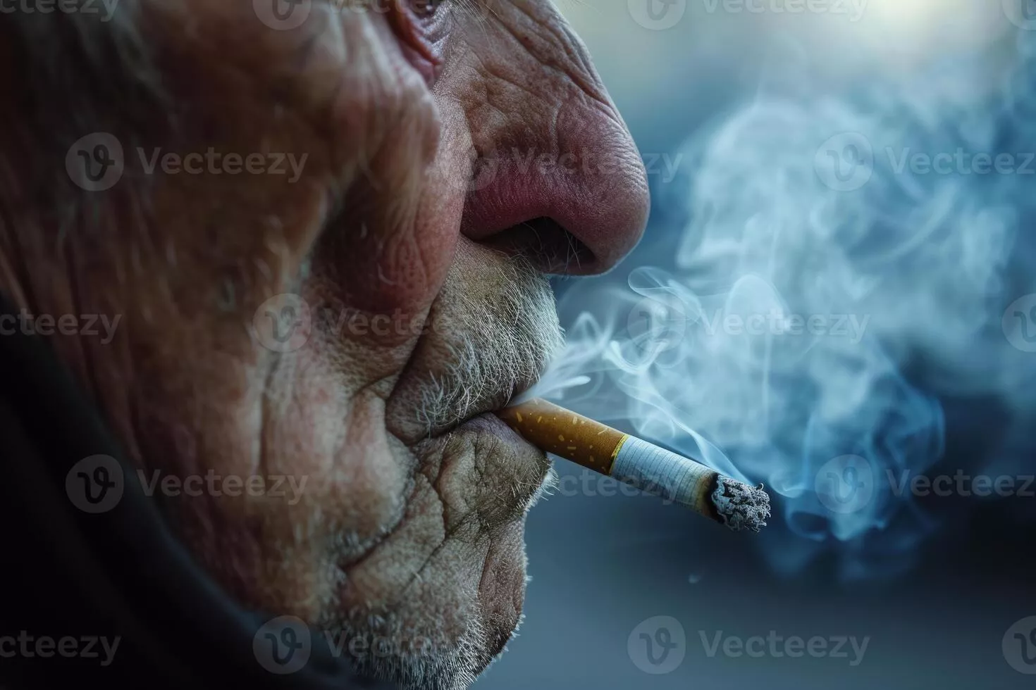 Old Man Smoking Image