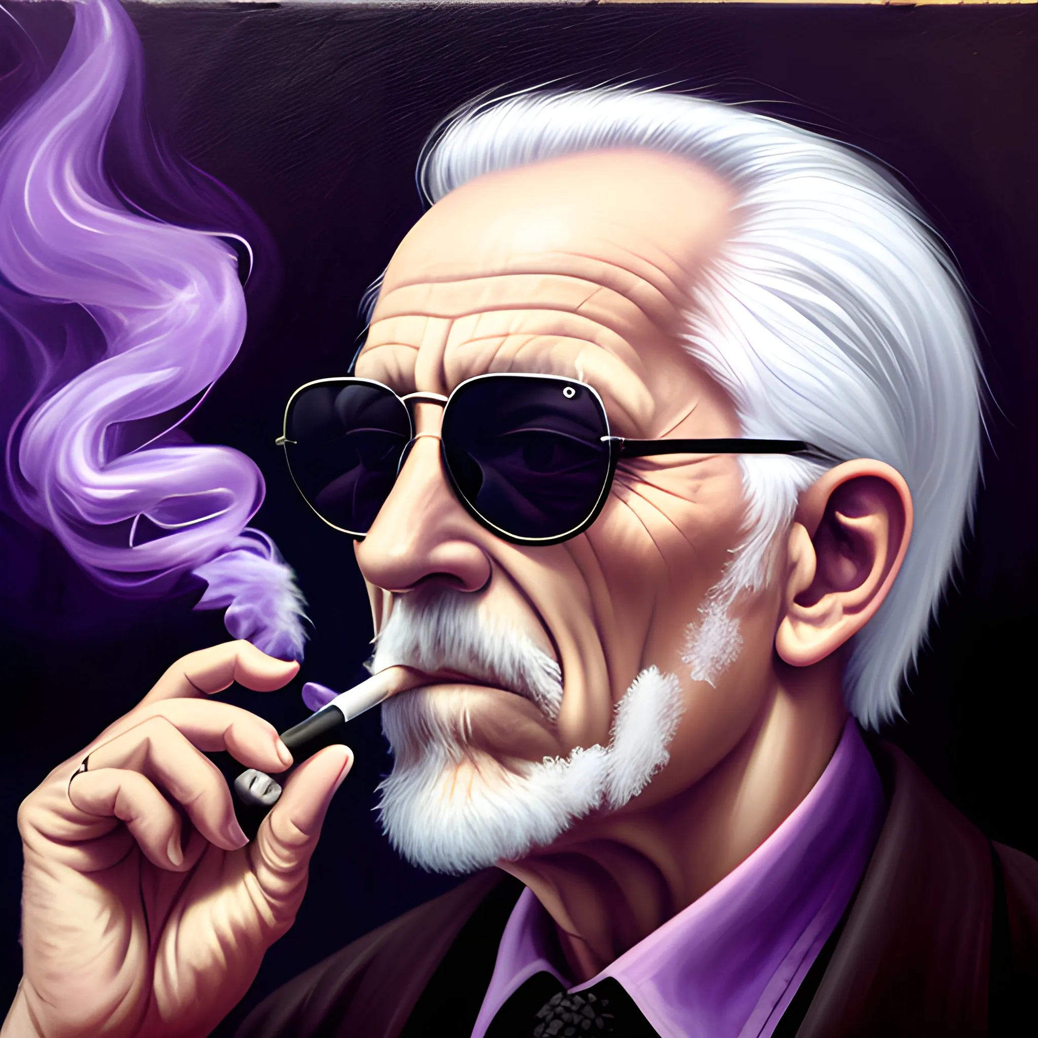 old man smoking a cigarette, Dark