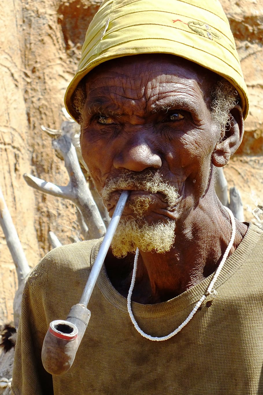 africa, old man, pipe, senior adult