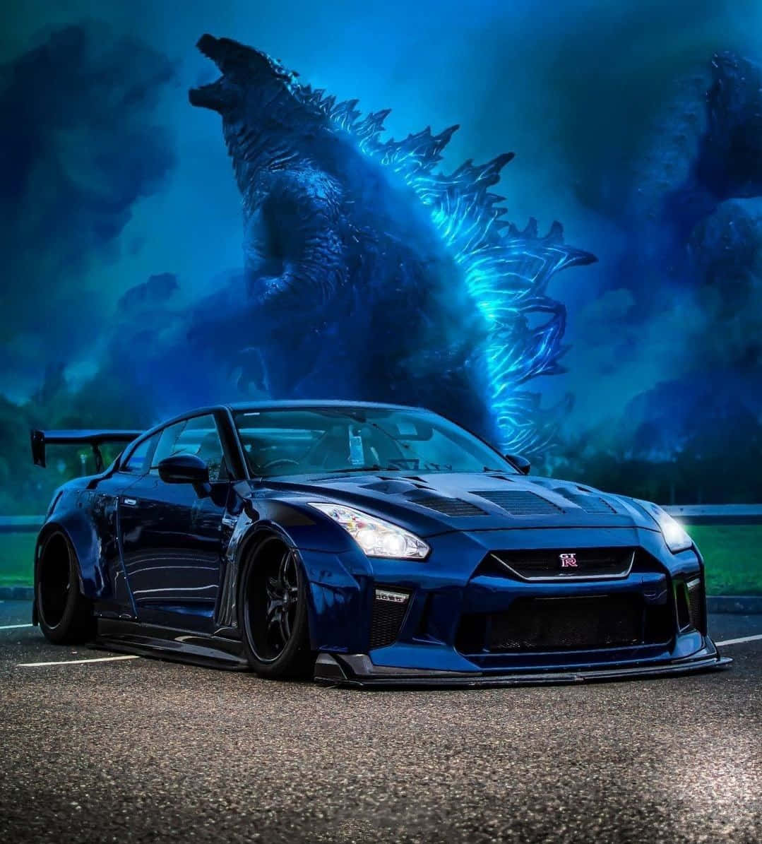 Download Blue Godzilla Nissan R35 Gtr Picture