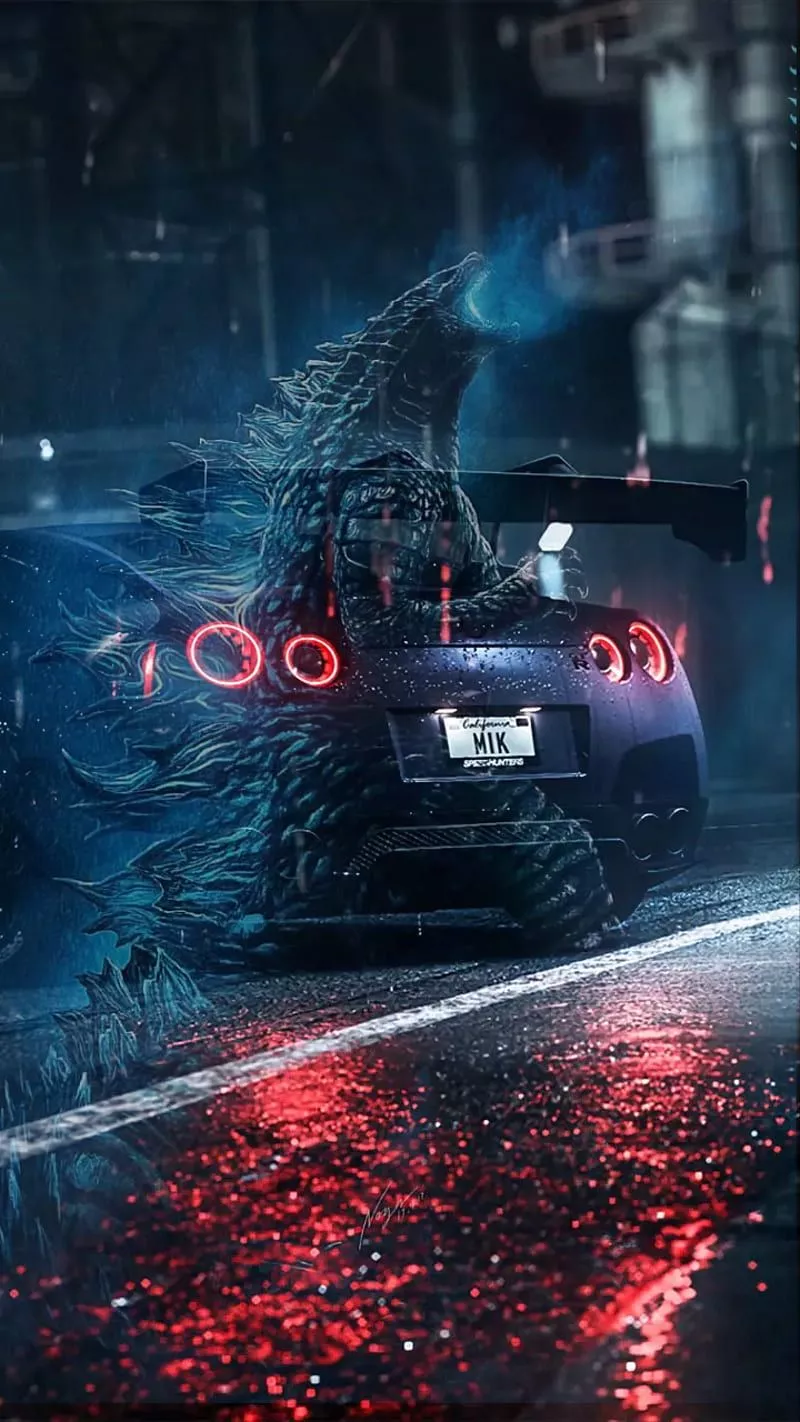 HD godzilla and gtr wallpaper