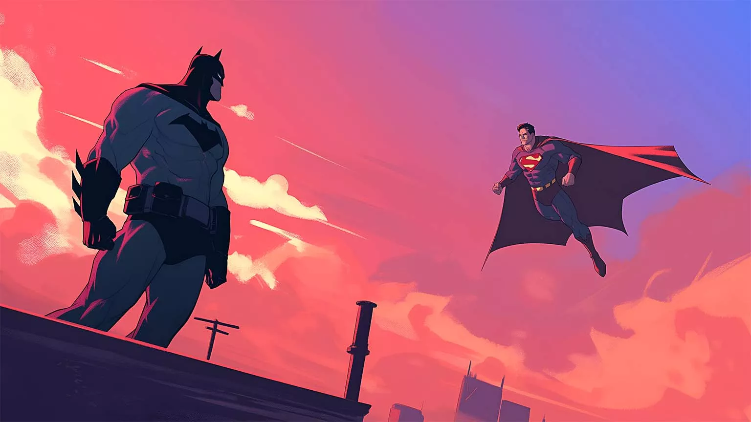 Superman Rooftop Desktop Wallpaper