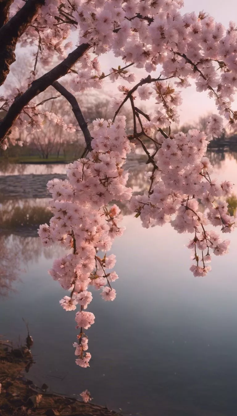 Photo Wallpaper Spring removable Cherry