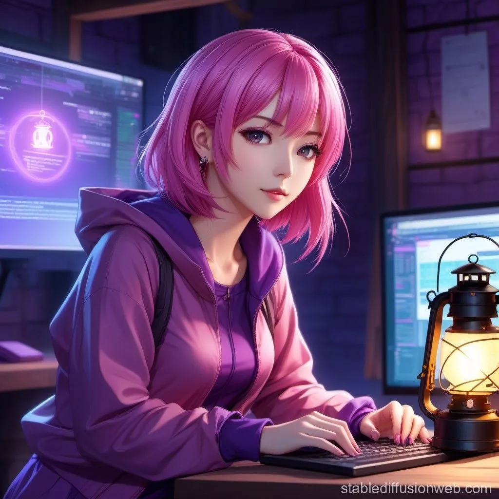 Anime Coder in Darkness. Stable