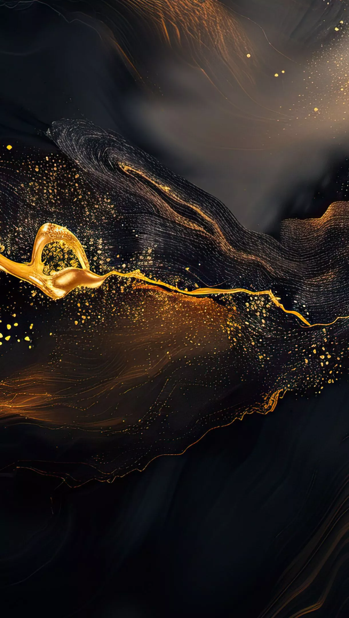 Dark Golden Swirl Abstract 4K Wallpaper