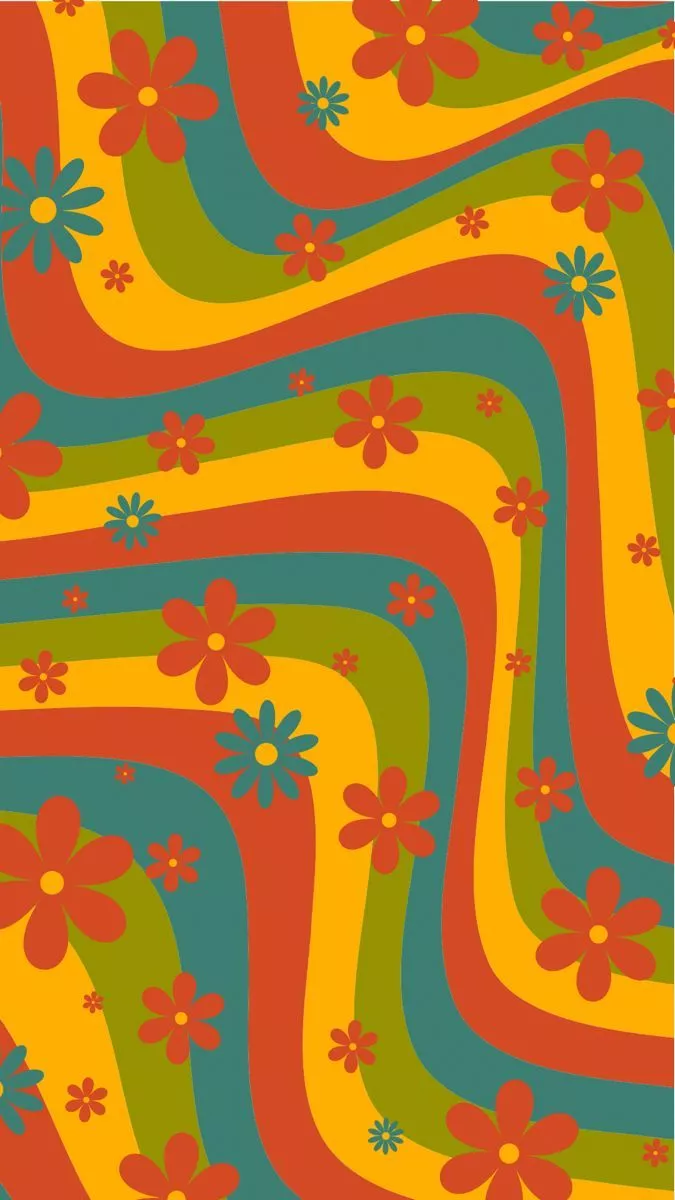 groovy floral phone wallpaper