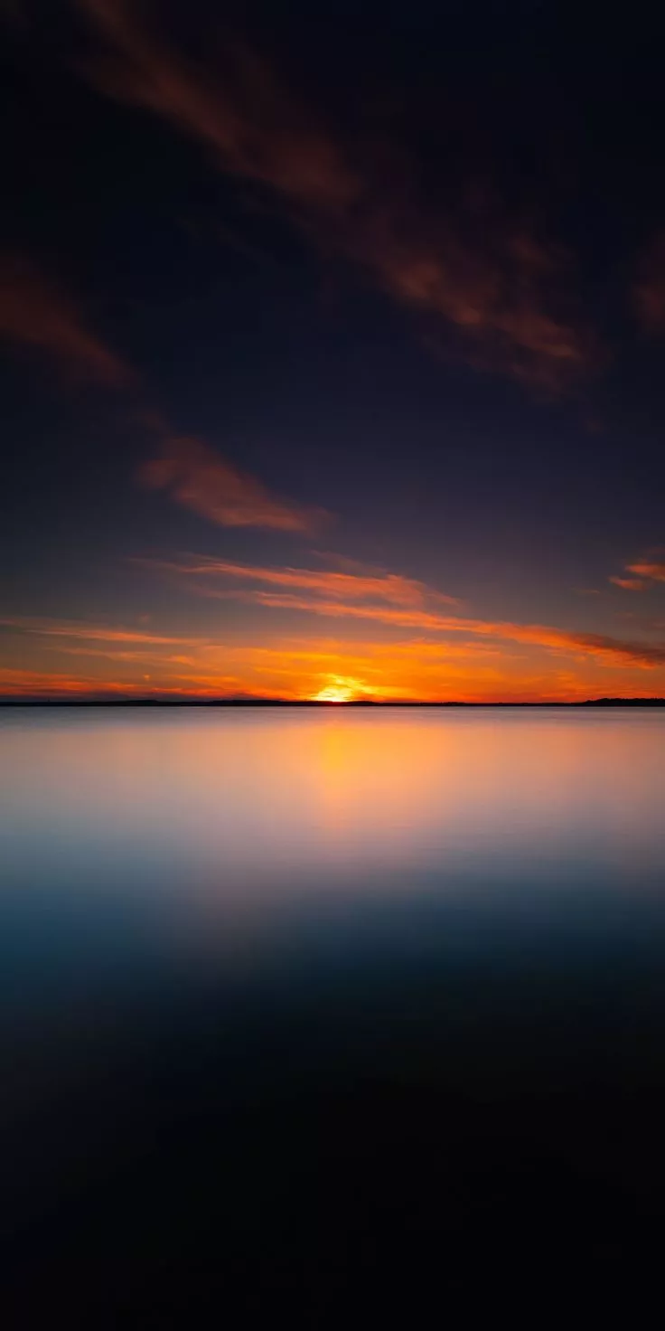 Lake, sunset, evening, calm nature