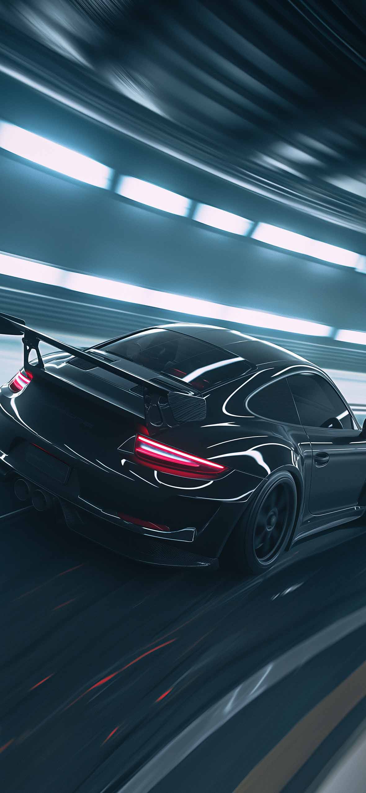 Black Porsche Drifting Tunnel