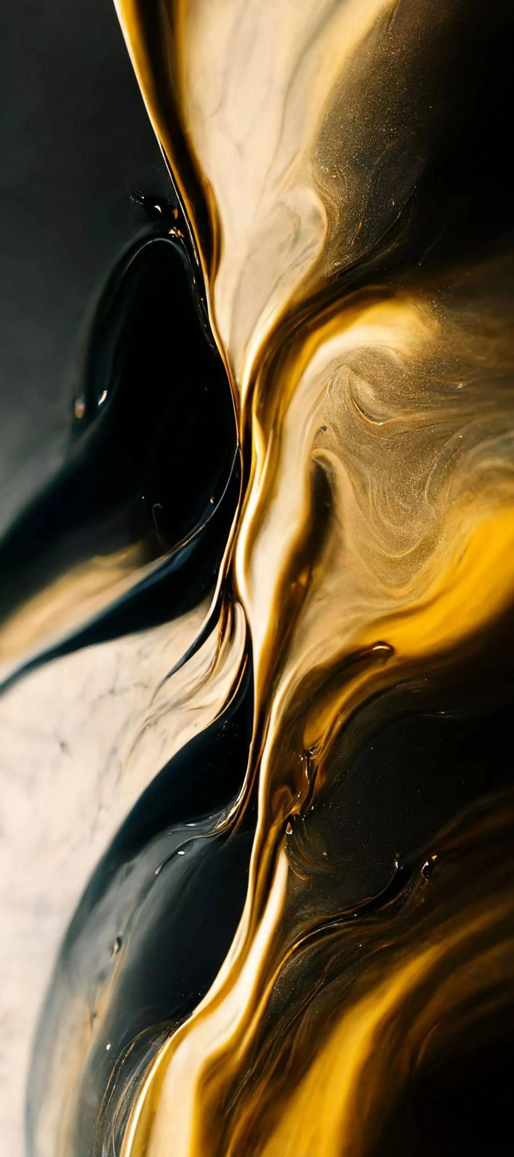 Gold And Black Abstract Liquid Wallpaper