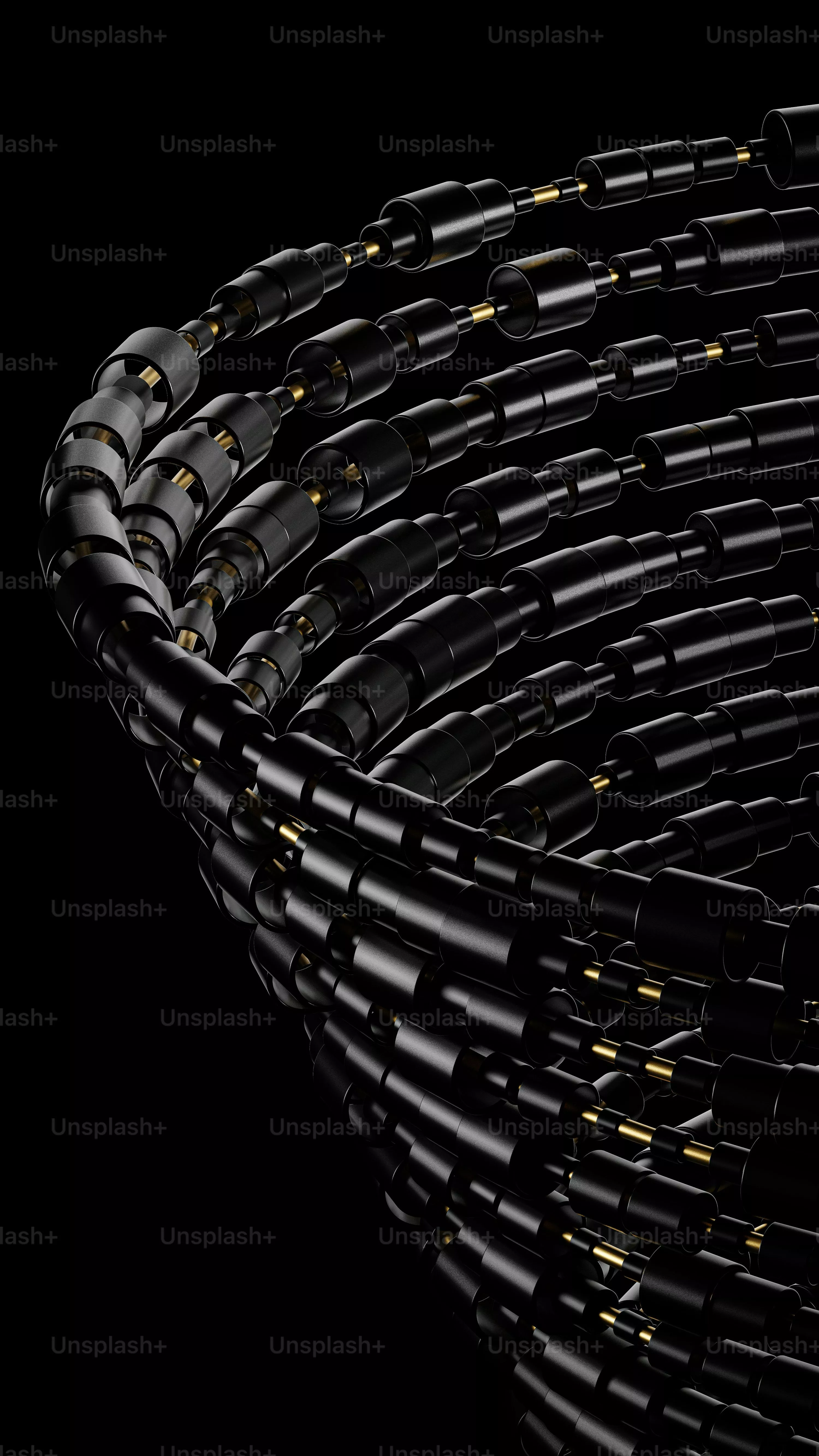 gold objects on a black background