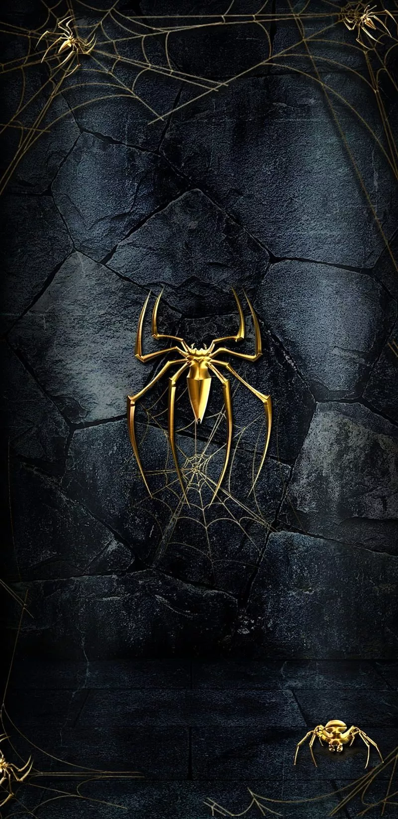 Spider, black, gold, HD phone wallpaper