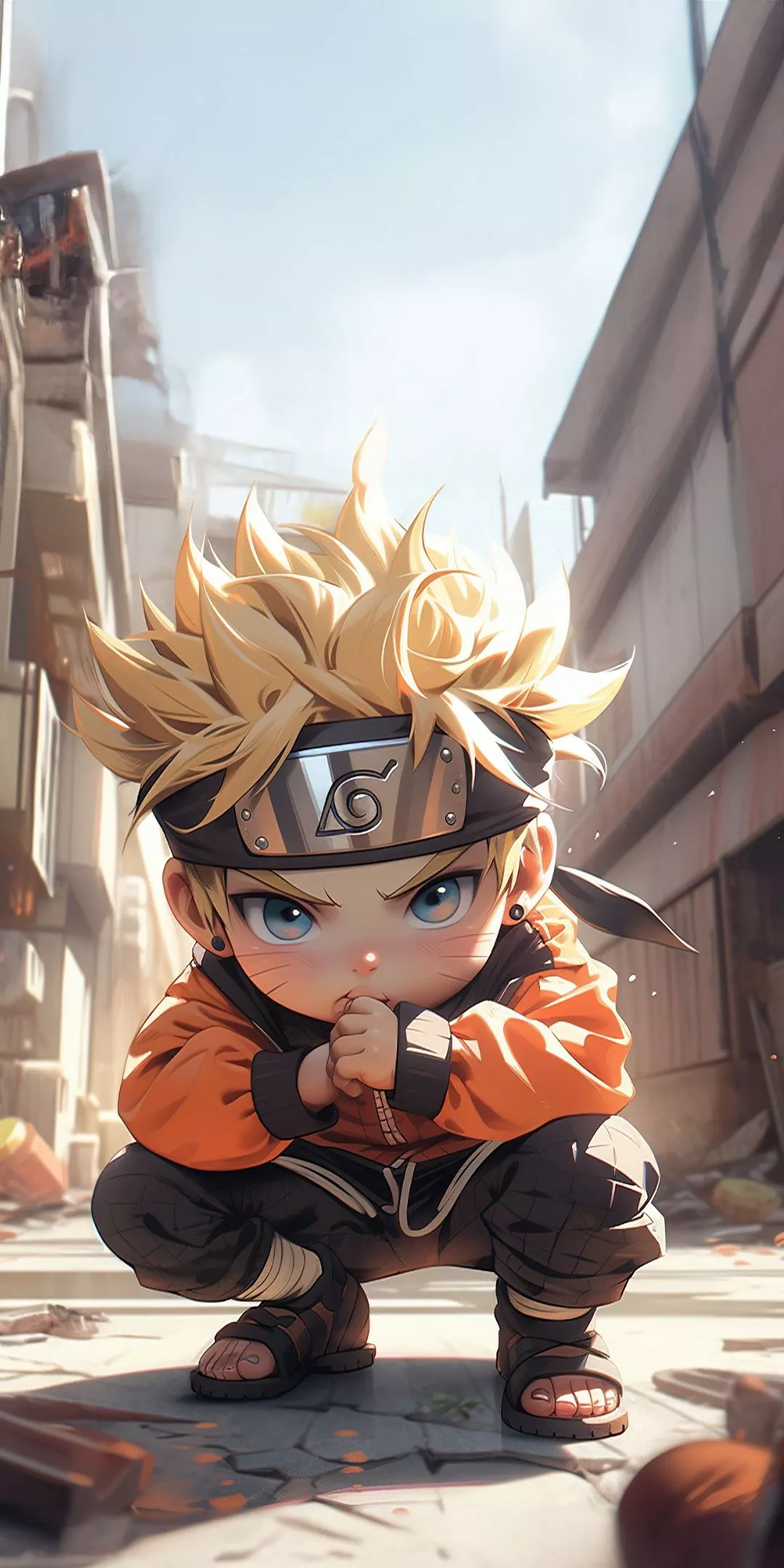 Naruto Uzumaki Wallpaper 4K, Chibi, AI art