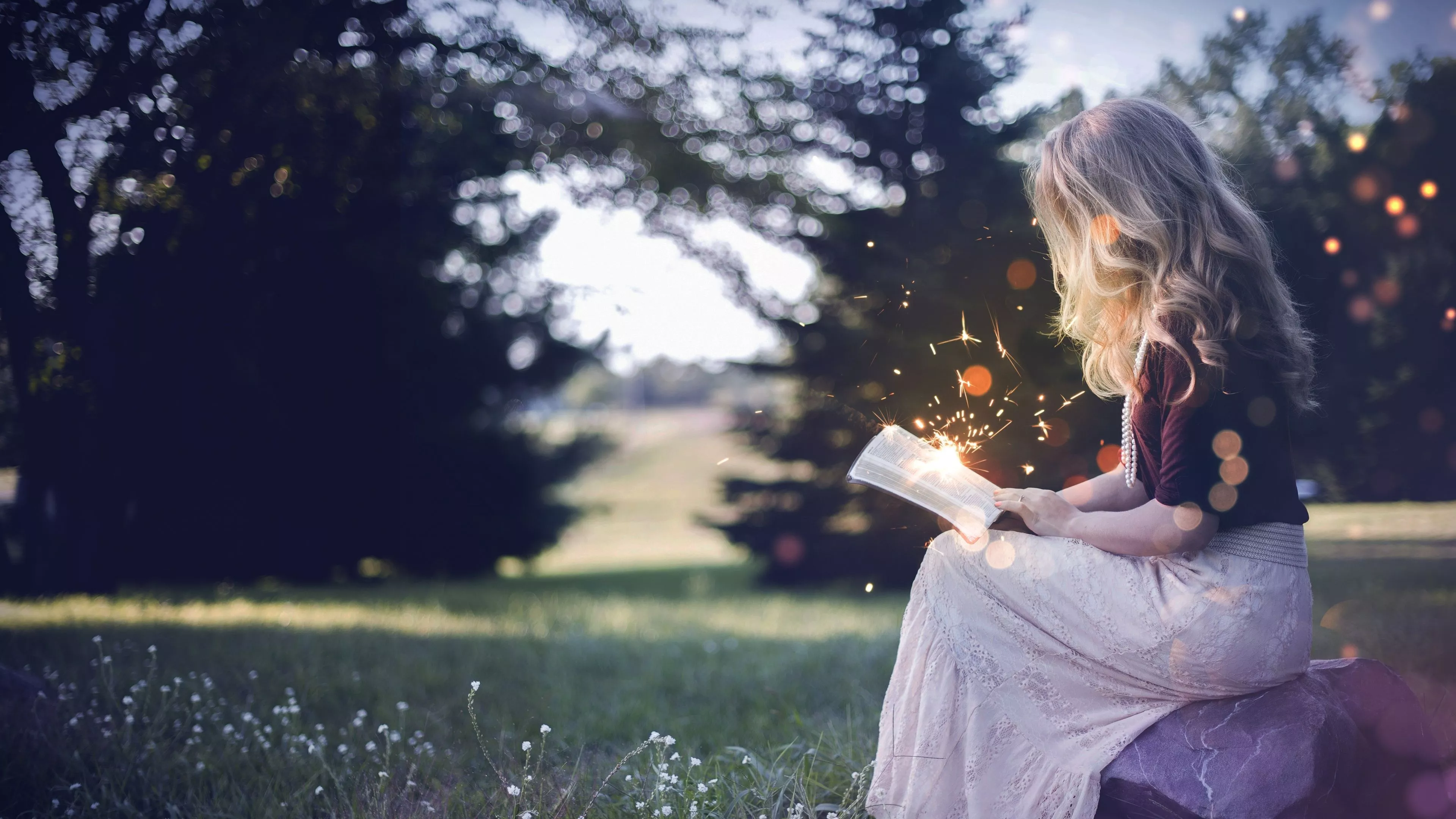 Girl Wallpaper 4K, Magical, Reading book, y