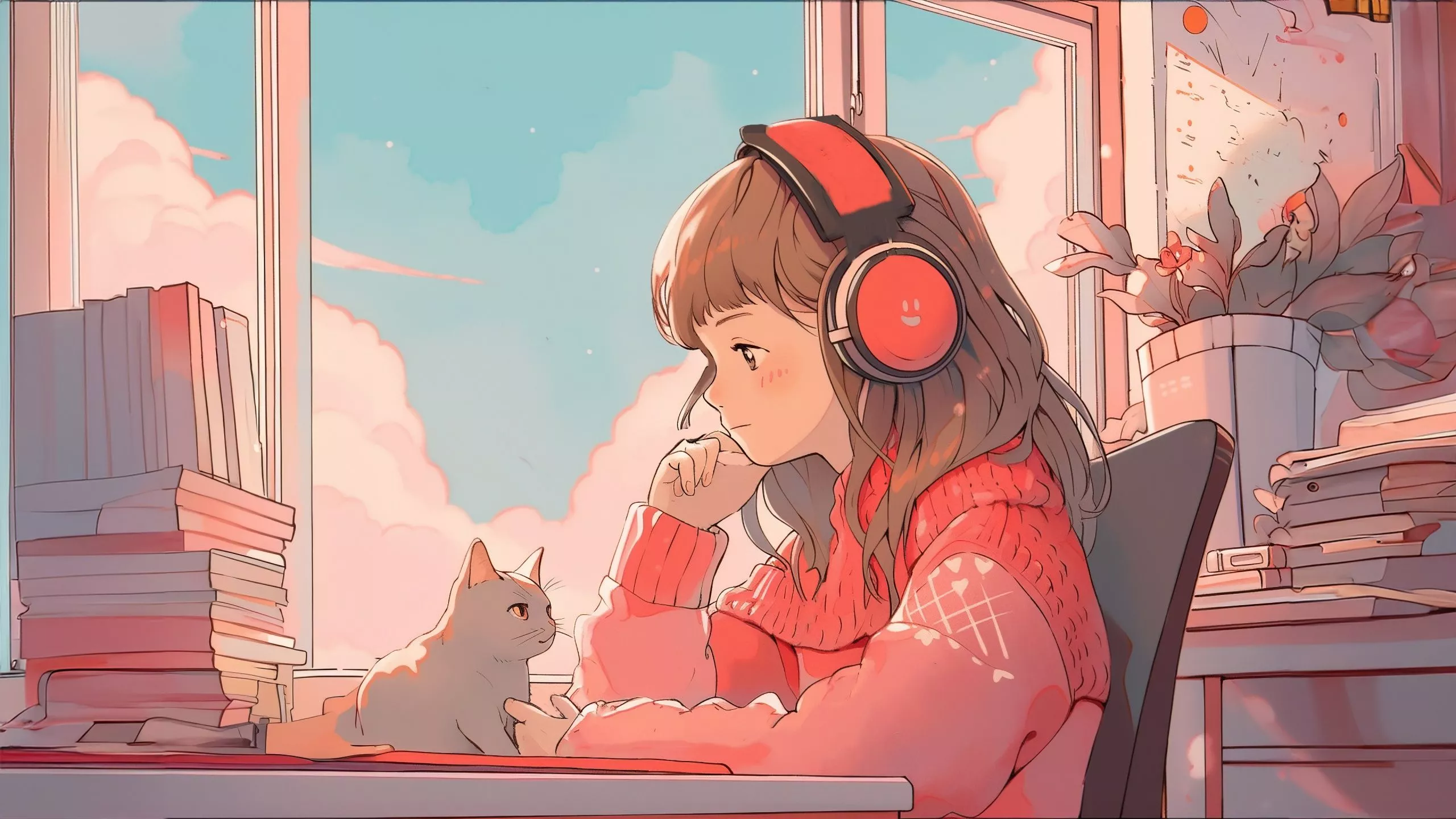 Lofi Wallpaper 4K, Anime girl, AI art