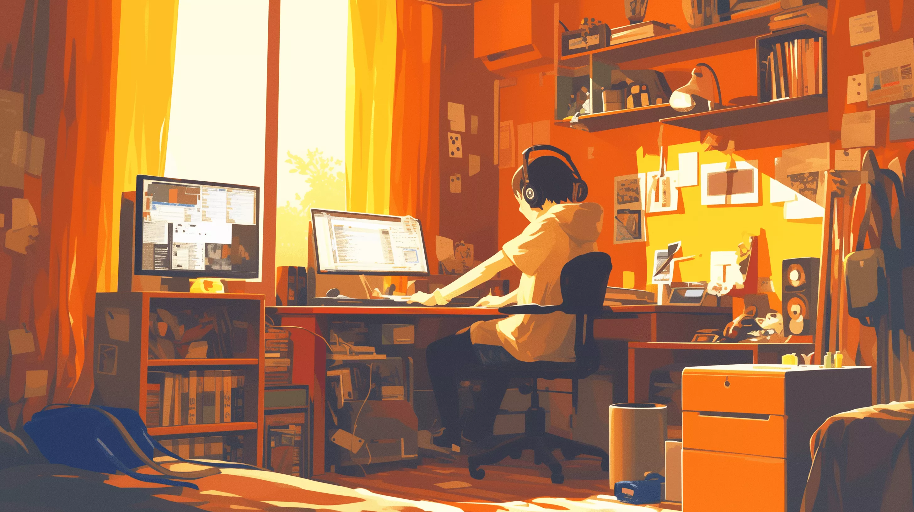 Lofi Study Desk HD Wallpaper