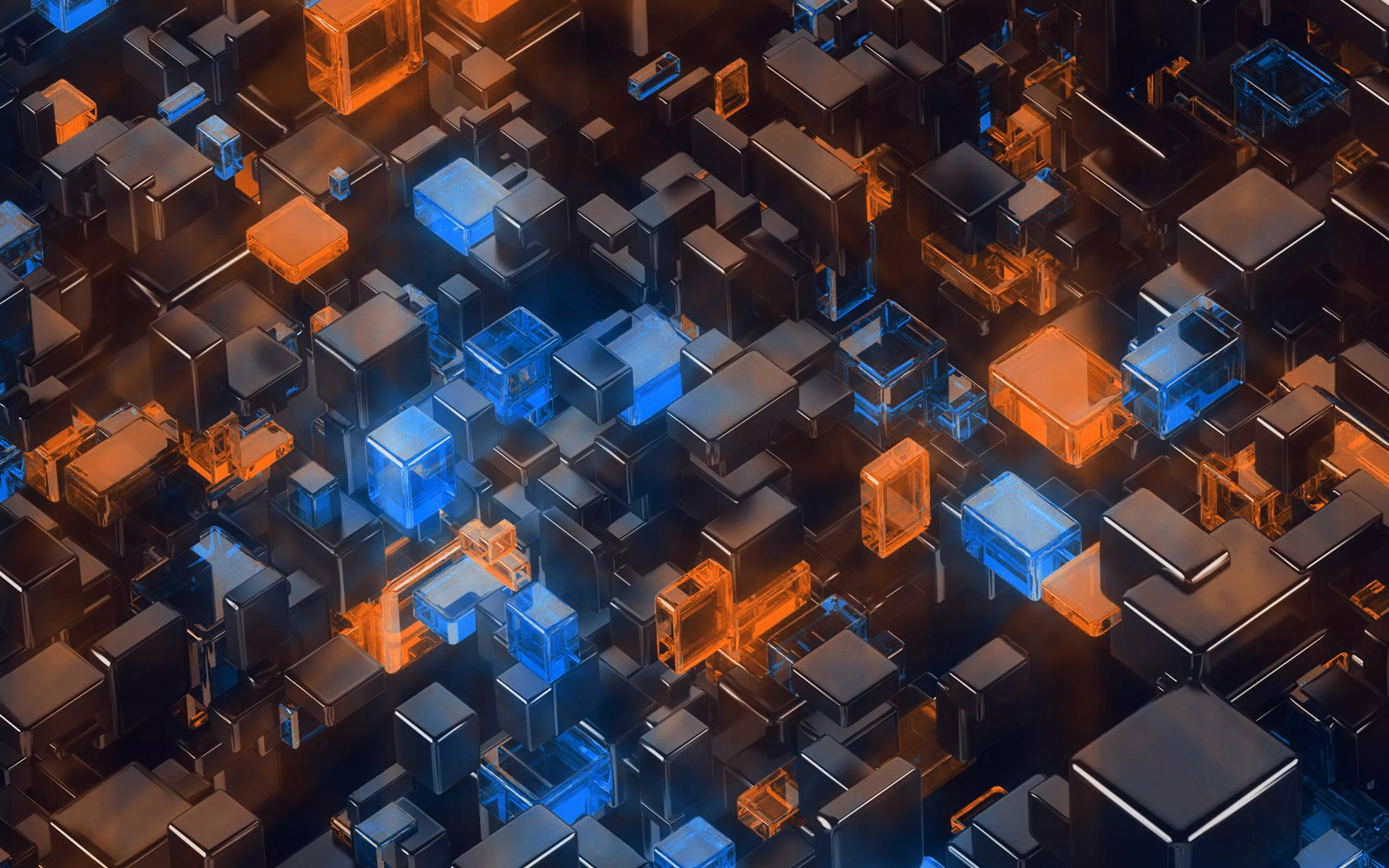 Digital Art Blue Orange 3D Pattern