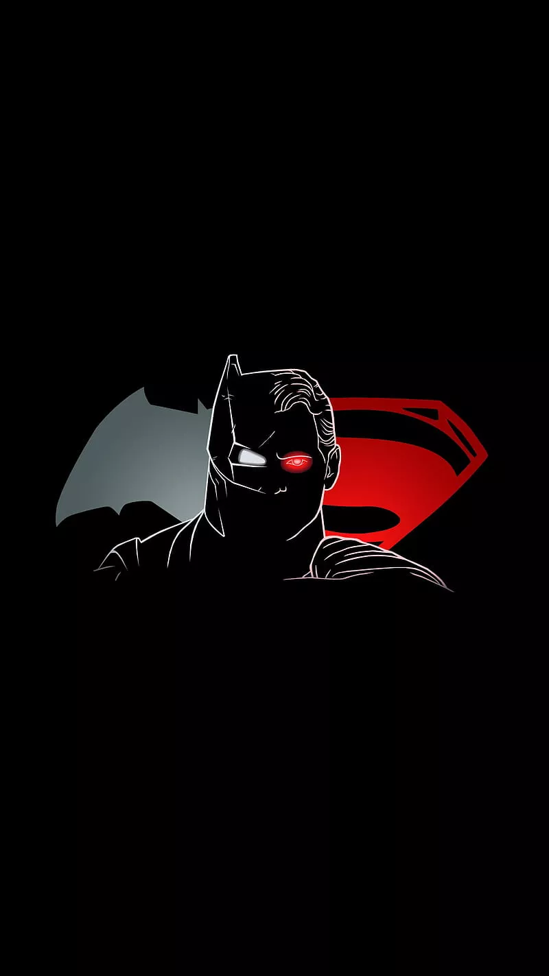 Superman VS Batman, amoled, android, batman, black, dc universe, dc world, marvel, HD phone wallpaper