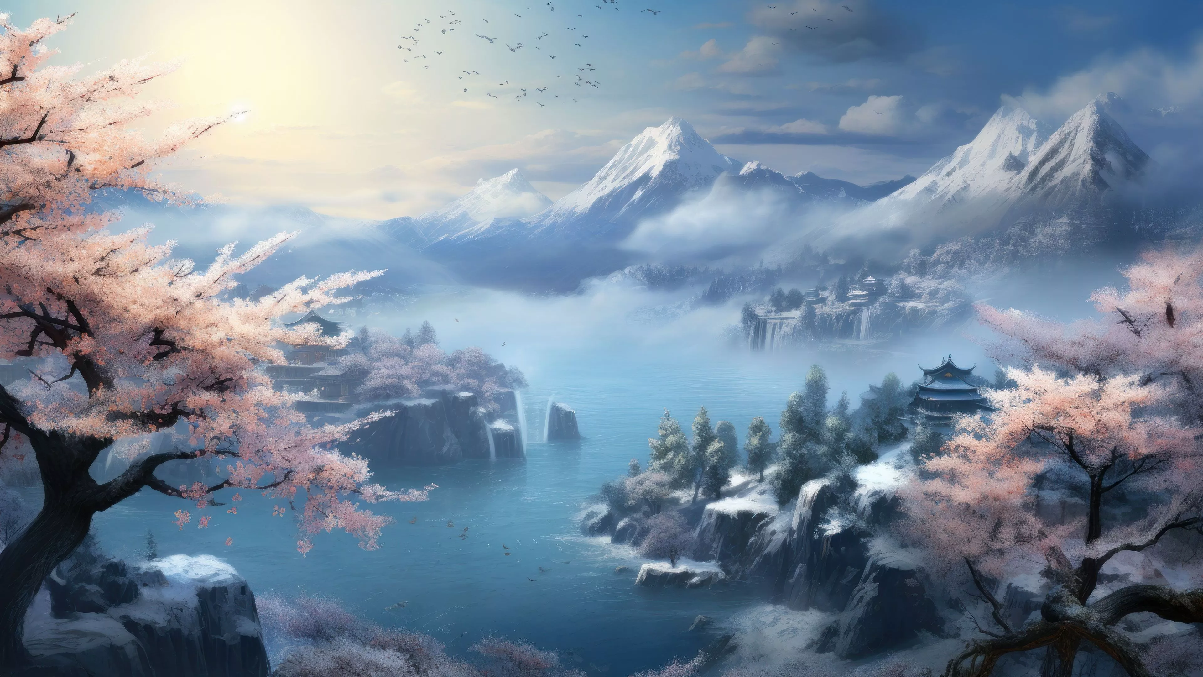 Serene Winter Japanese Painting 4K