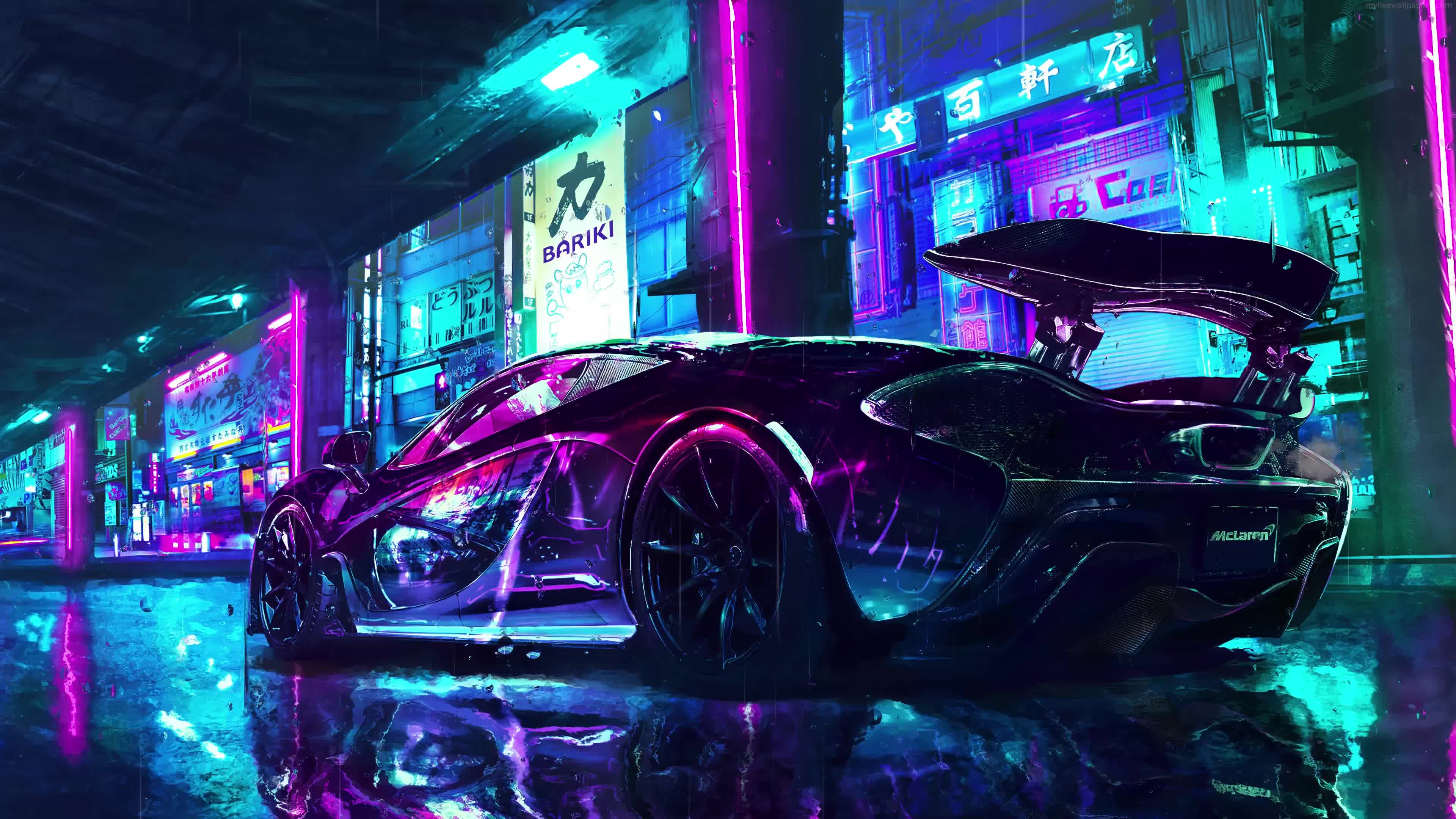 McLaren Raining Night 4K Car Live