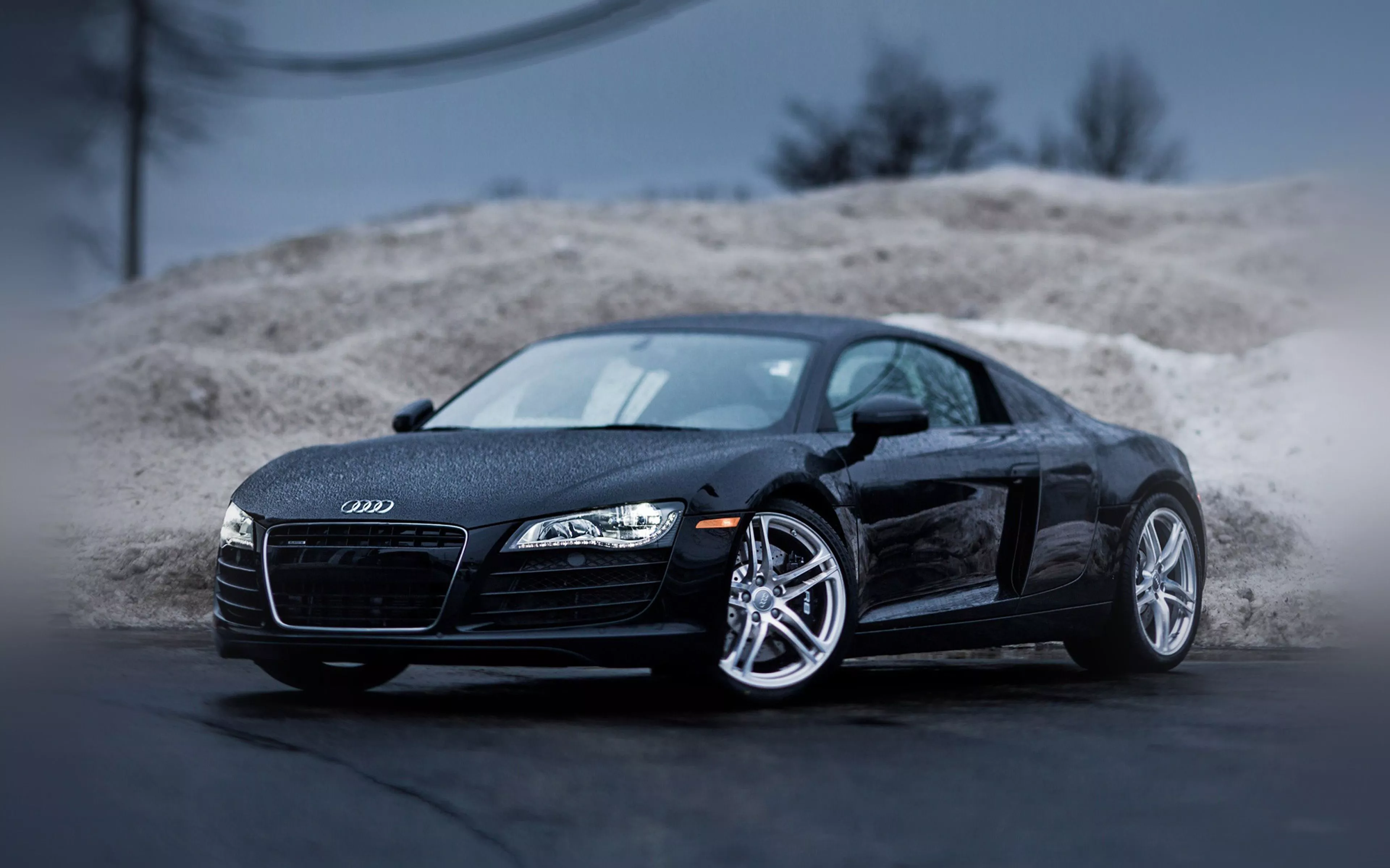 Car Audi Black Rain Illustration Art