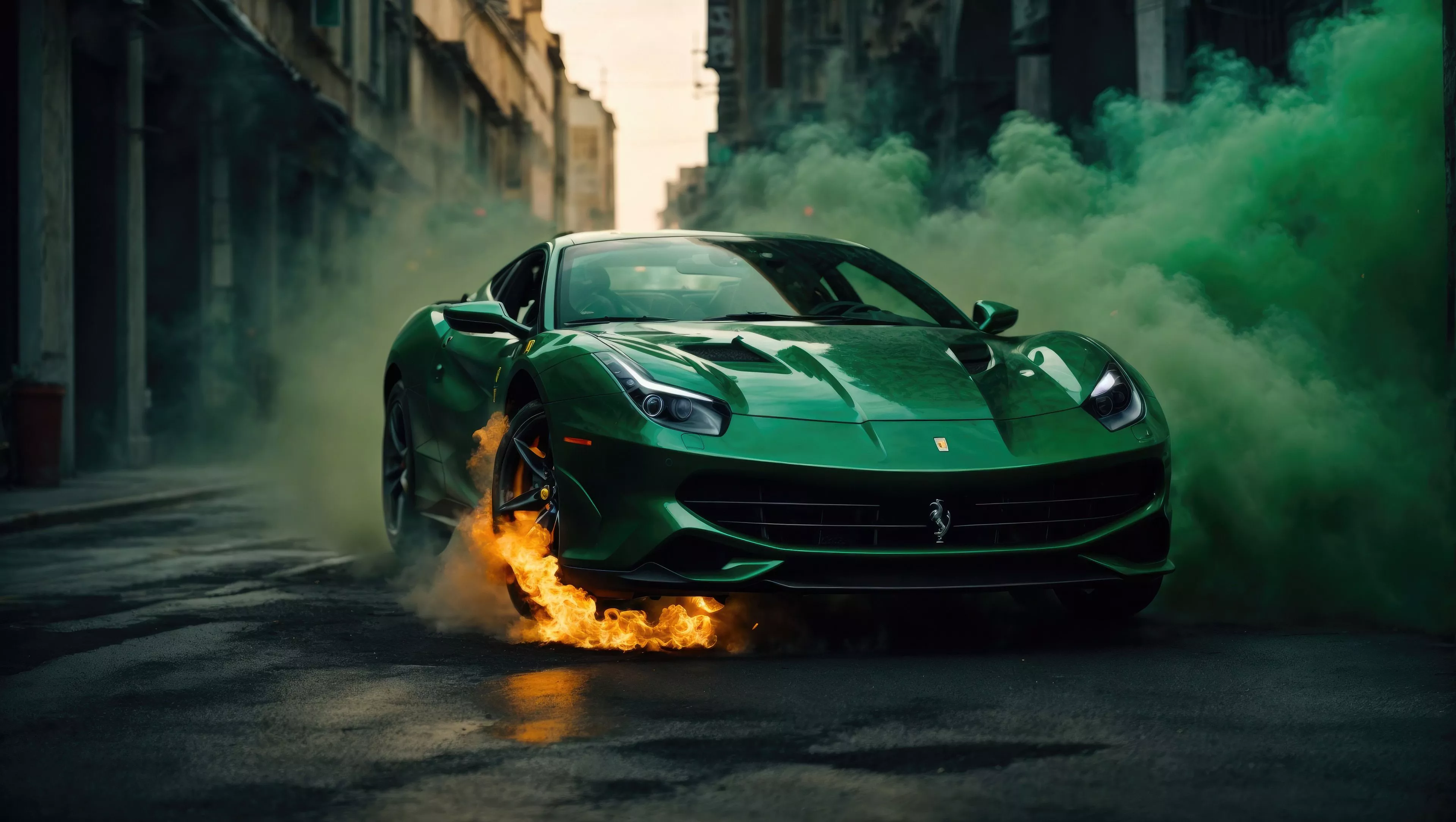 Green Ferrari 488 Pista 4k Wallpaper, HD