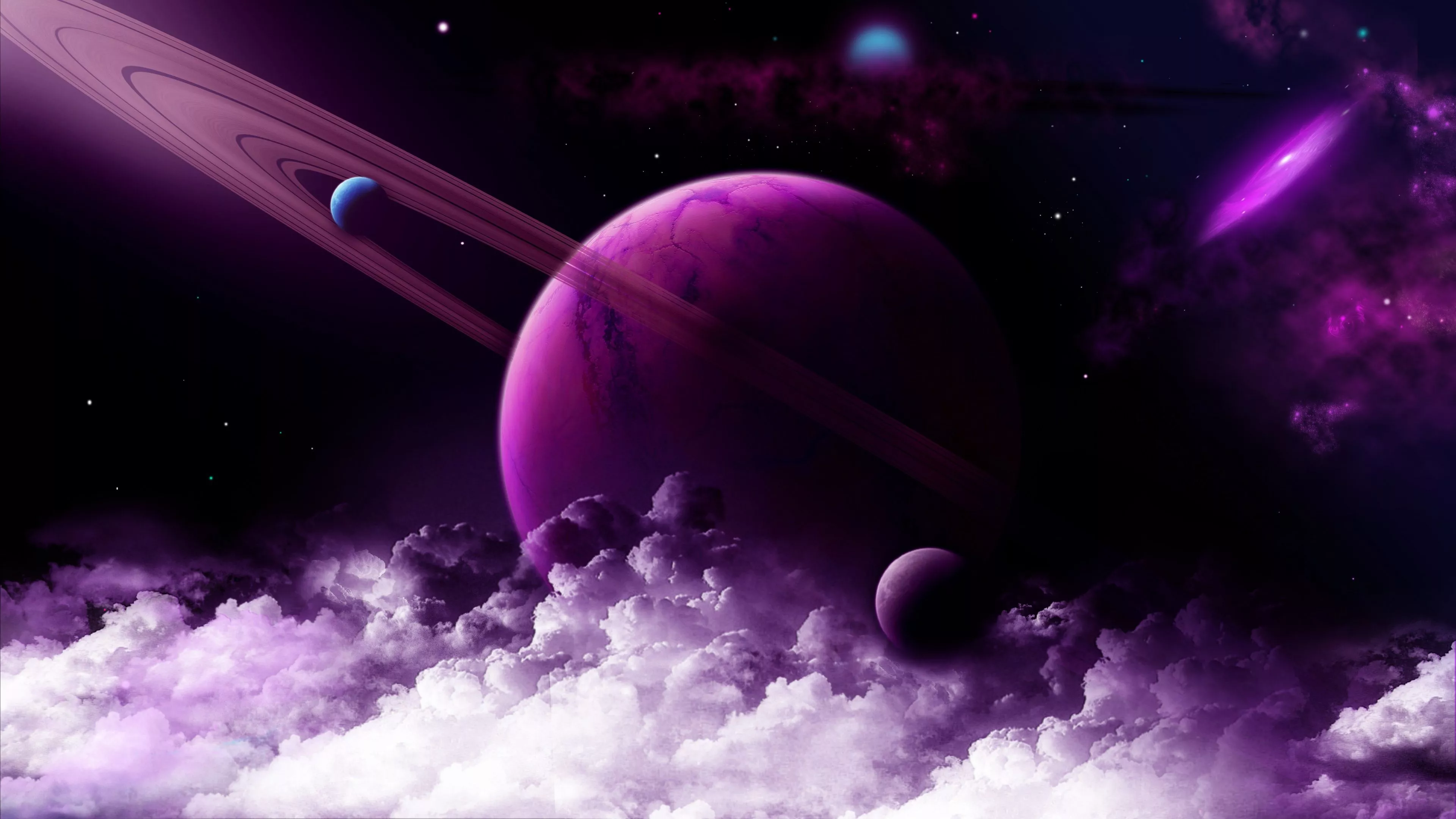 Purple Planet Wallpaper 4K, Saturn