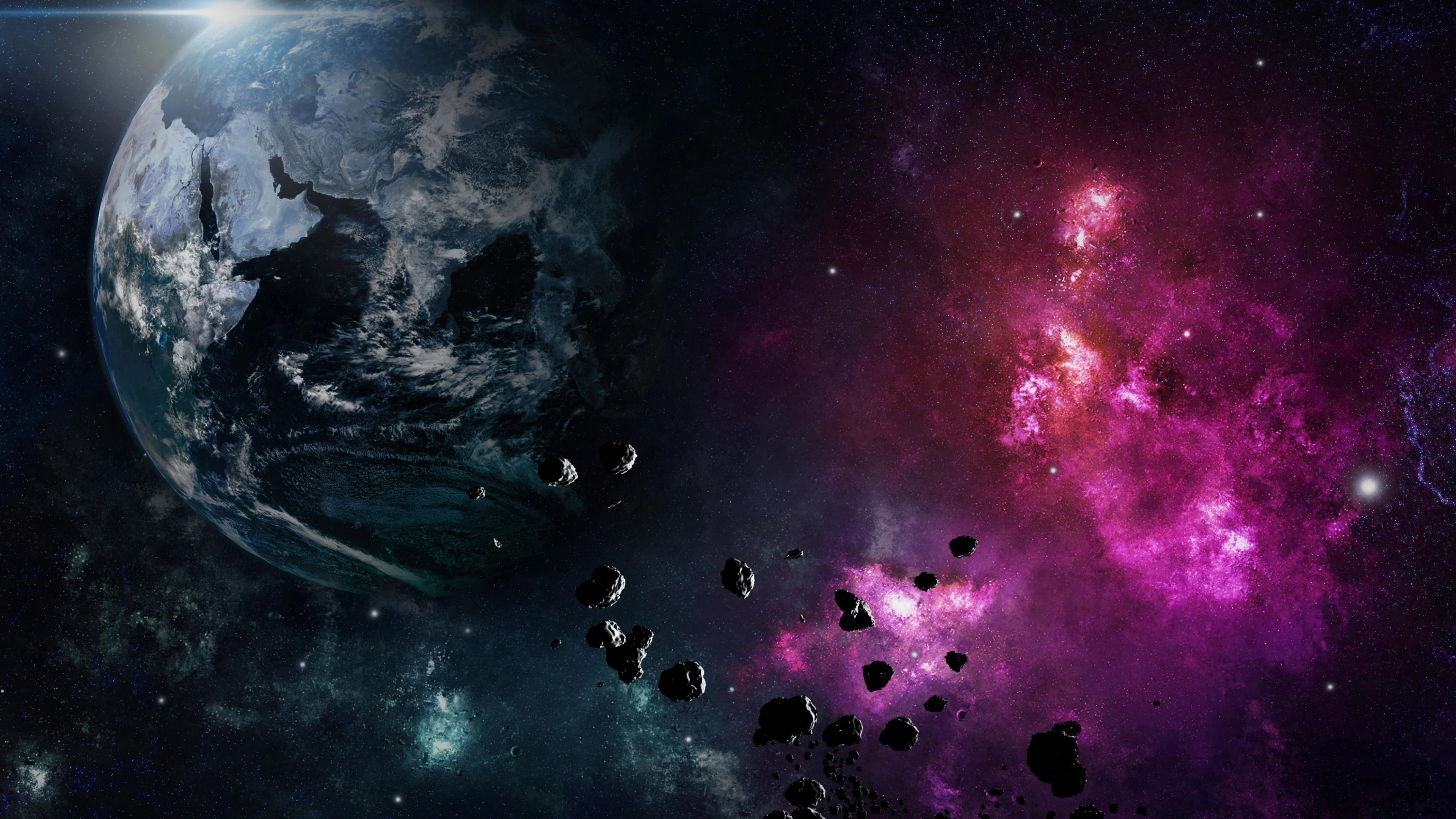 Planet and nebula in space Wallpaper 4k
