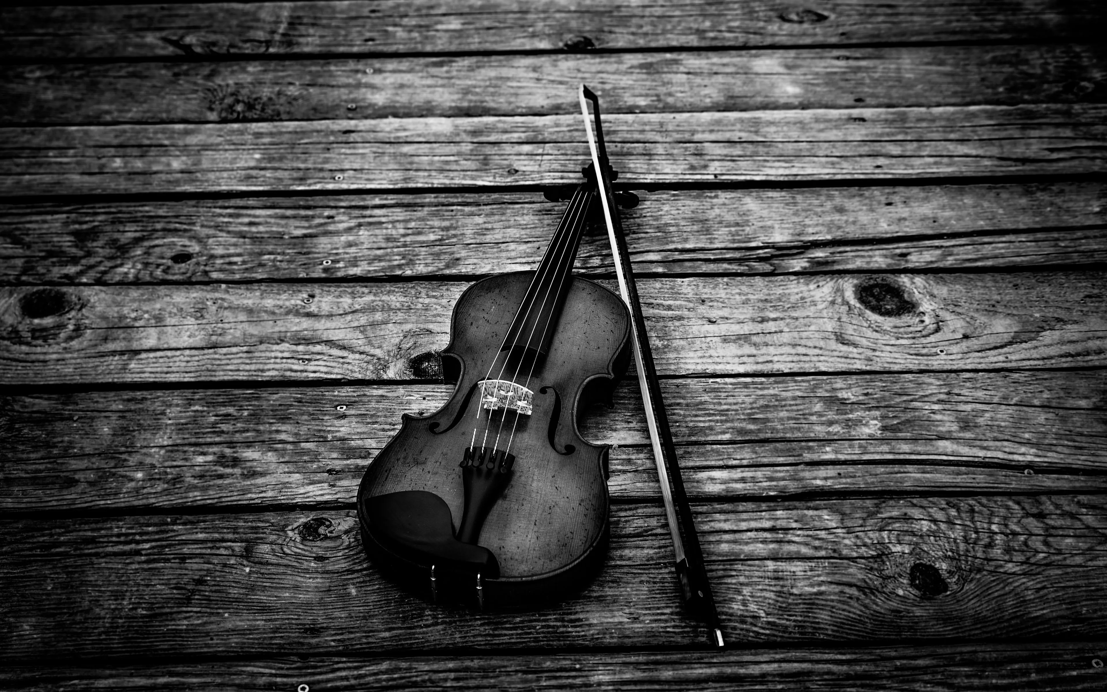 Download wallpaper 3840x2400 violin, bw