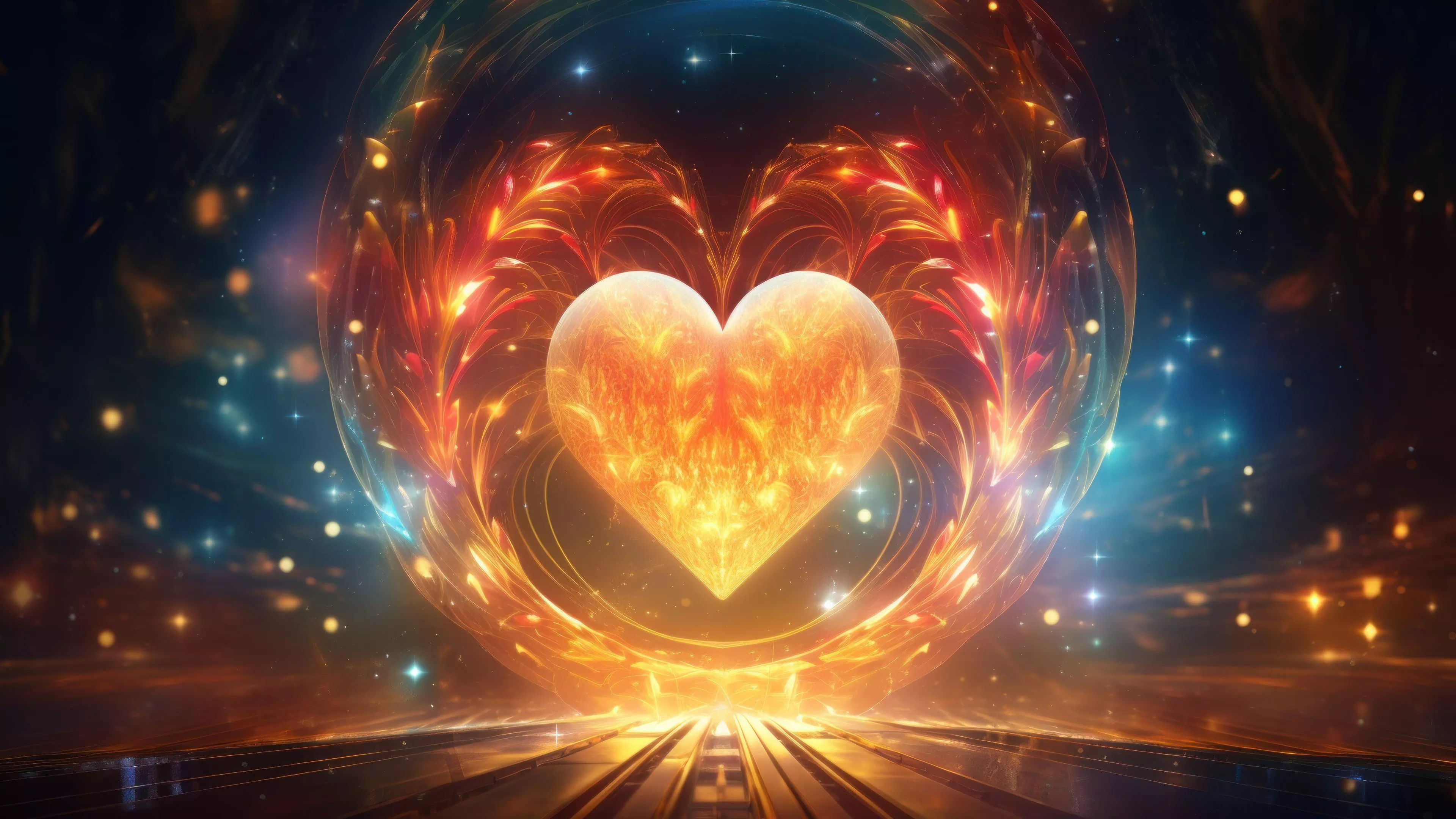 Shiny Gold Heart 4K Wallpaper