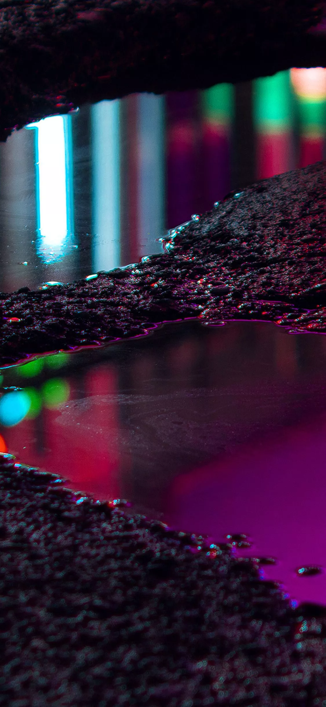 Neon Street Oil Color Art Red Purple